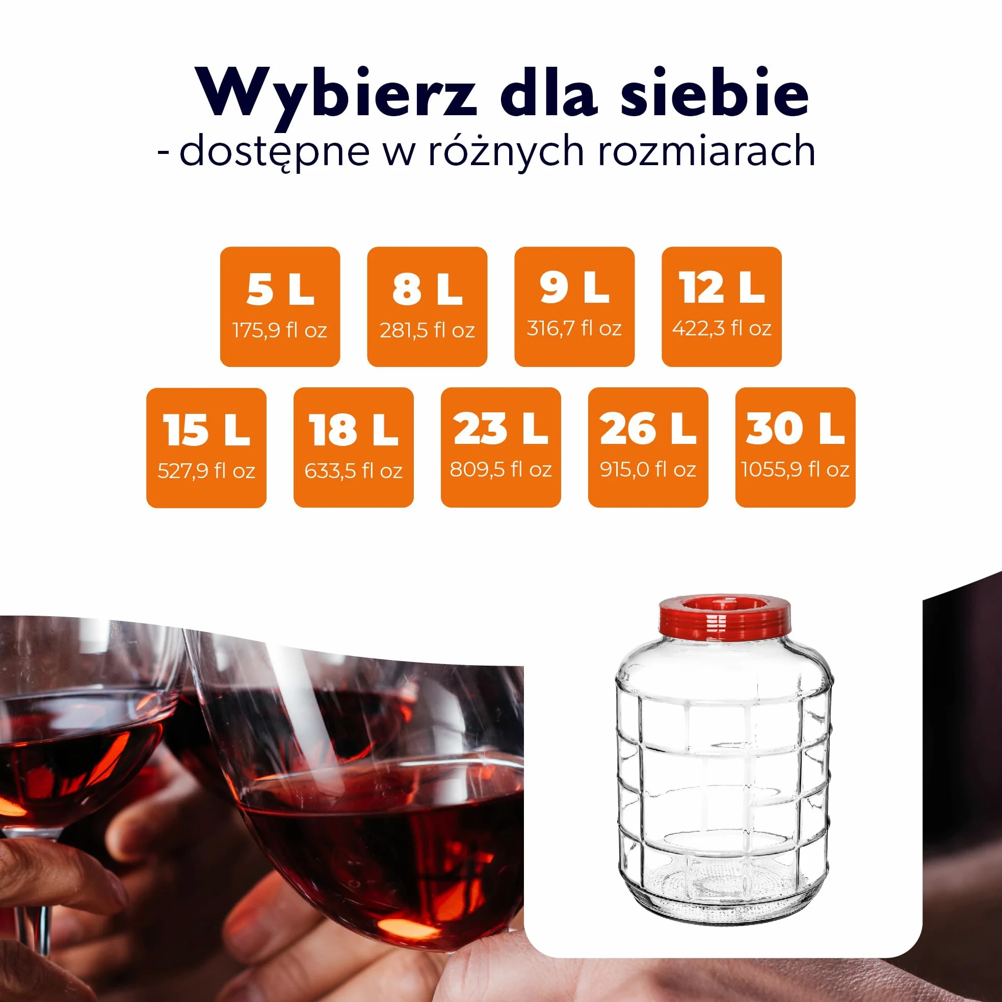 KADAX Słój fermentacyjny szklany 8 l z pokrywą z tworzywa - do wina, kiszenia i przechowywania żywności, uniwersalny pojemnik na przetwory domowe