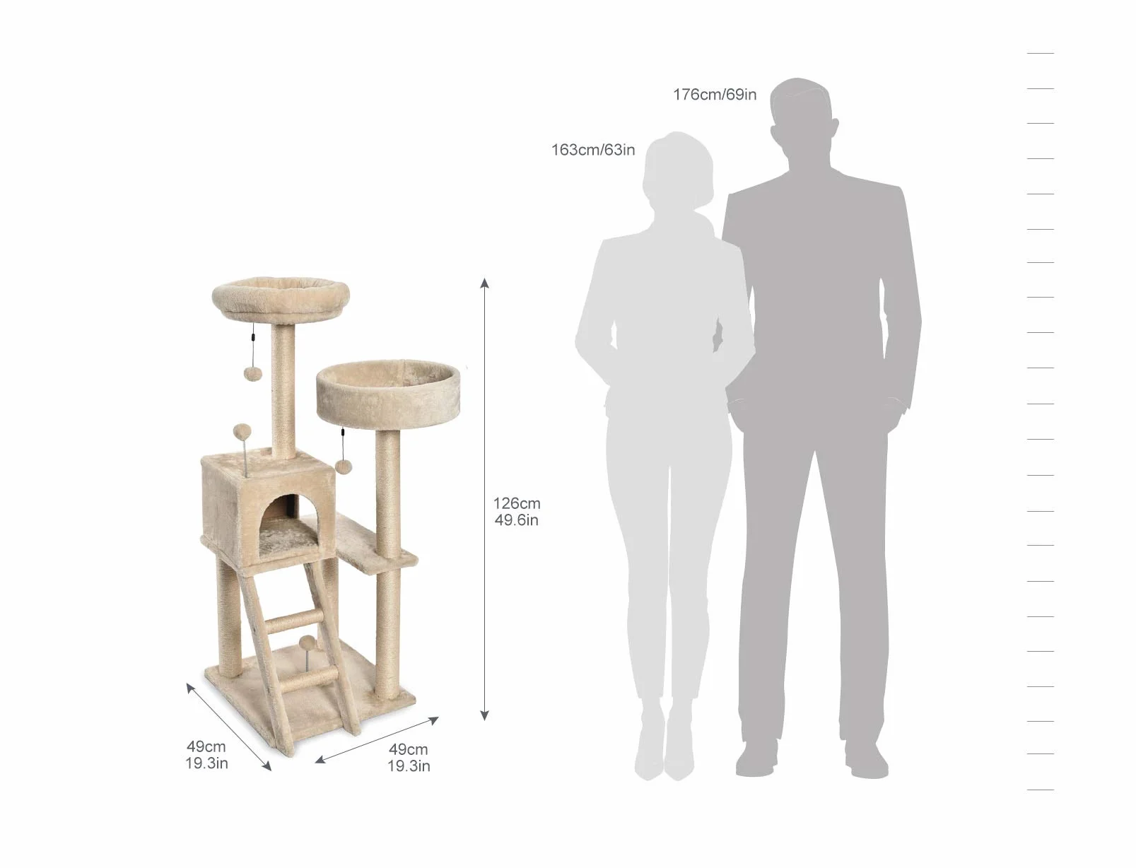 Amazon Basics Duży Drzewo-drapak dla Kota 127 cm Wielopoziomowy Beżowy