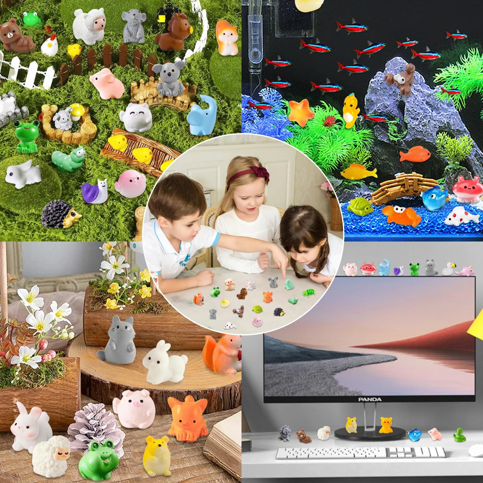Zestaw 50 miniaturowych figurek zwierząt z żywicy do domku dla lalek DIY