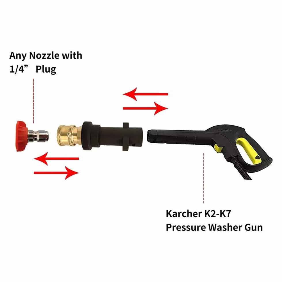 Adapter do pistoletów do myjki wysokociśnieniowej, 1/4" mosiężne szybkozłącze gniazdo do Kärcher serii K K2, K3, K4, K5, K6, K7 armatka pianowa do myjki wysokociśnieniowej
