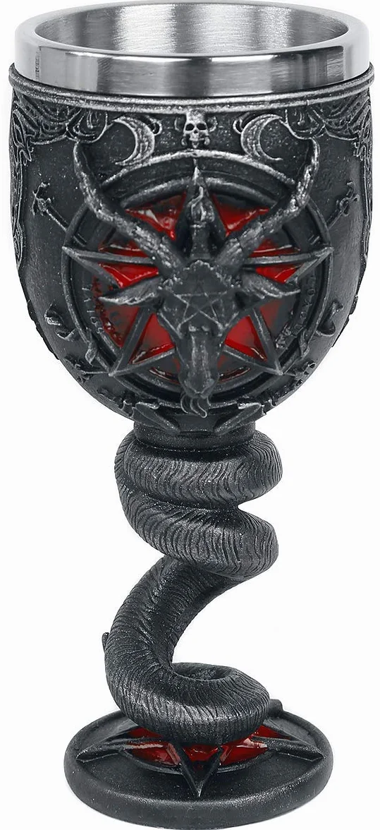Nemesis Now Baphomet Kieliszek 16 cm, żywica ze stali nierdzewnej, czarny