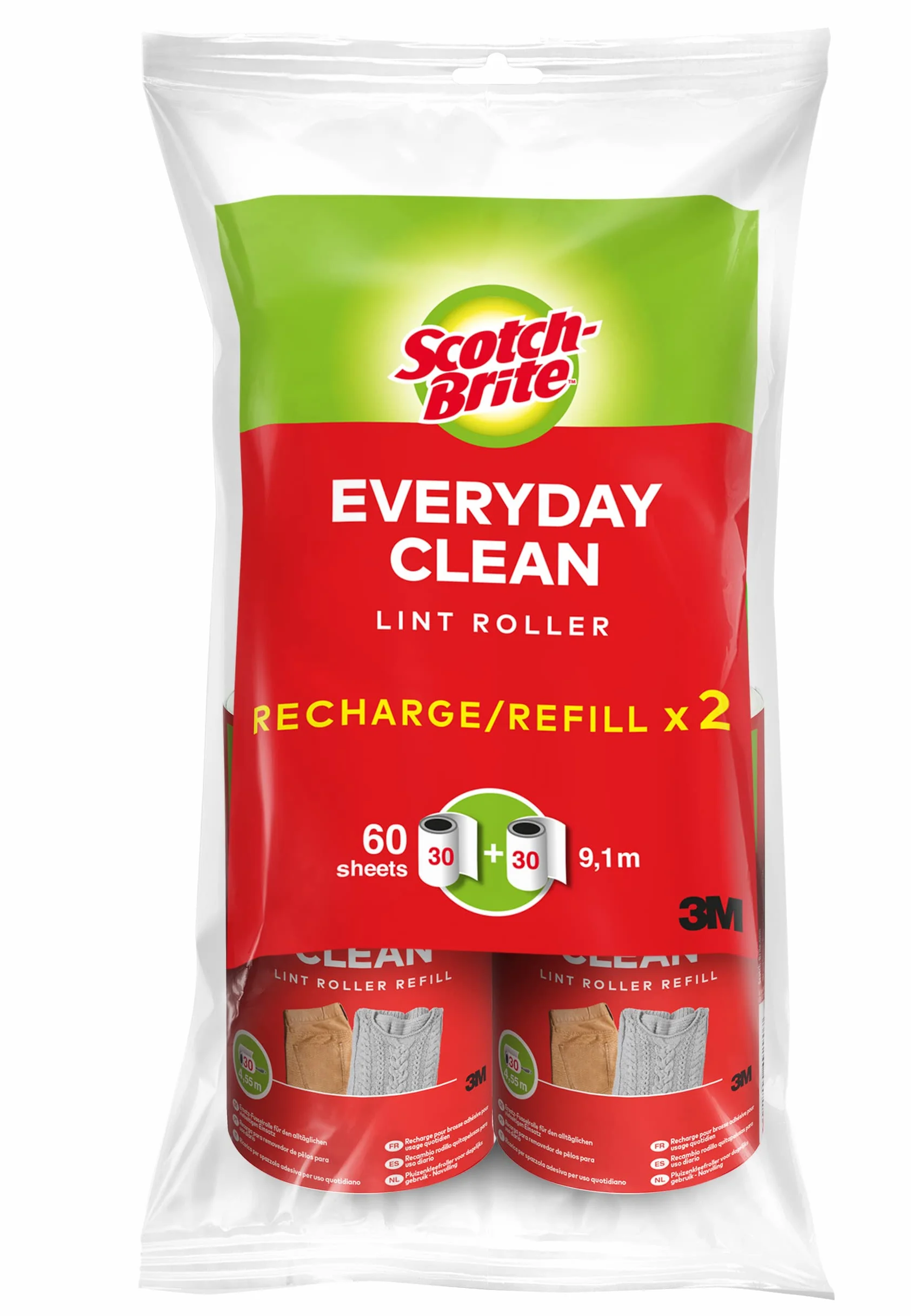 Scotch-Brite Codziennie czysty wkład do kłaczków 30 arkuszy, 2 rolki - 60 arkuszy w opakowaniu