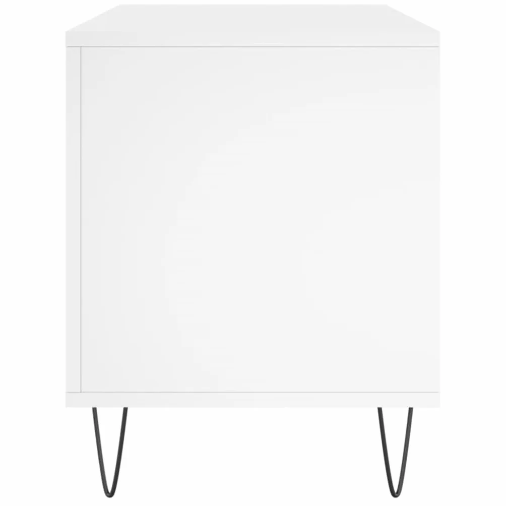 Szafa płytowa, biała, materiał drewnopochodny, 100 x 38 x 48 cm, z żelaznymi nogami, miejsce do przechowywania płyt winylowych, stabilna płyta górna do gramofonu, regału do salonu i organizera