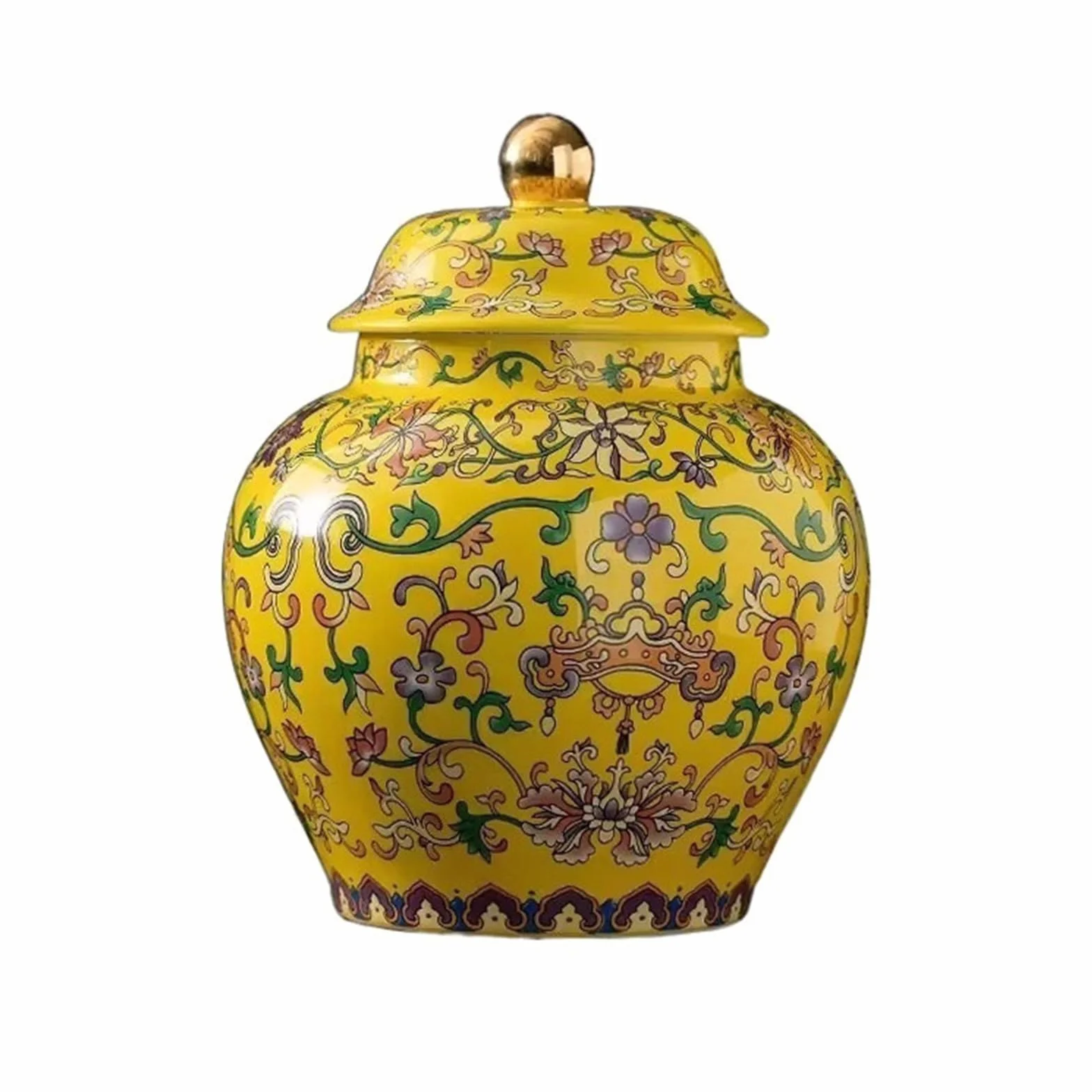 Pojemnik na herbatę luksusowy klasyczny emaliowany pojemnik na herbatę ceramiczny duża czarna herbata zielona herbata zgrzewarka słoik do przechowywania herbaty (żółty)
