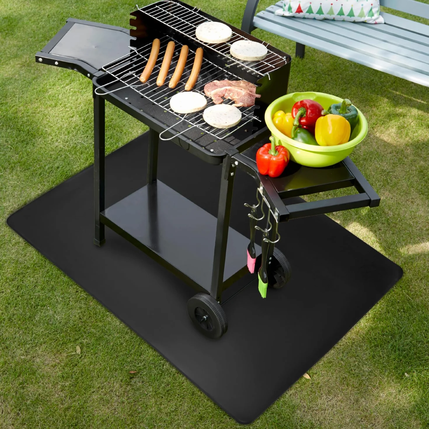 QWORK® mata do grillowania 150 x 100 cm – podwójna powłoka silikonowa – odporna na wysokie temperatury do 980°C – antypoślizgowa i wodoszczelna