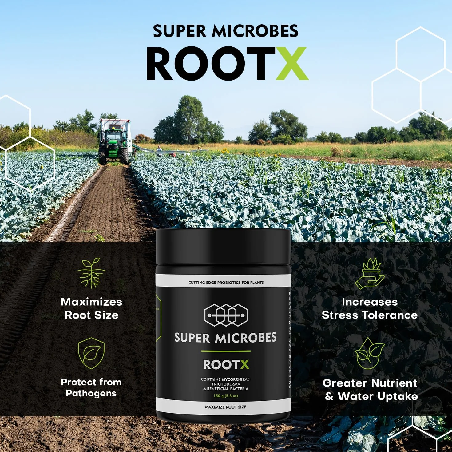 RootX Premium proszek do ukorzeniania sadzonek zielonych roślin, specjalnie opracowany do roślin kwitnących i pączkujących, zawiera grzyby mikoryzowe, trichoderma i inne pożyteczne bakterie, 150 g
