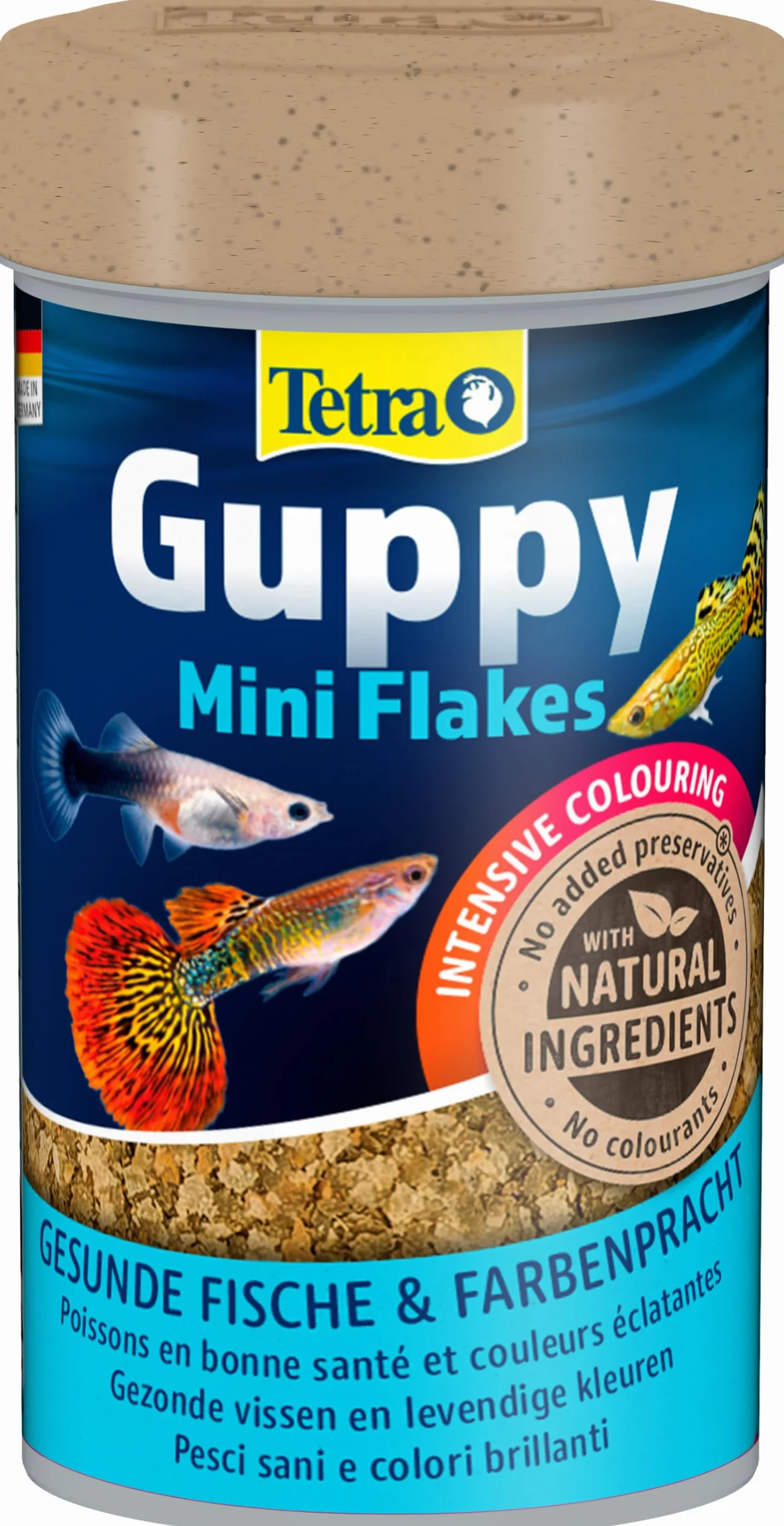 Tetra Guppy Mini Flakes karma dla ryb – zrównoważona, bogata w składniki odżywcze karma płatkowa dla gupików, puszka 100 ml
