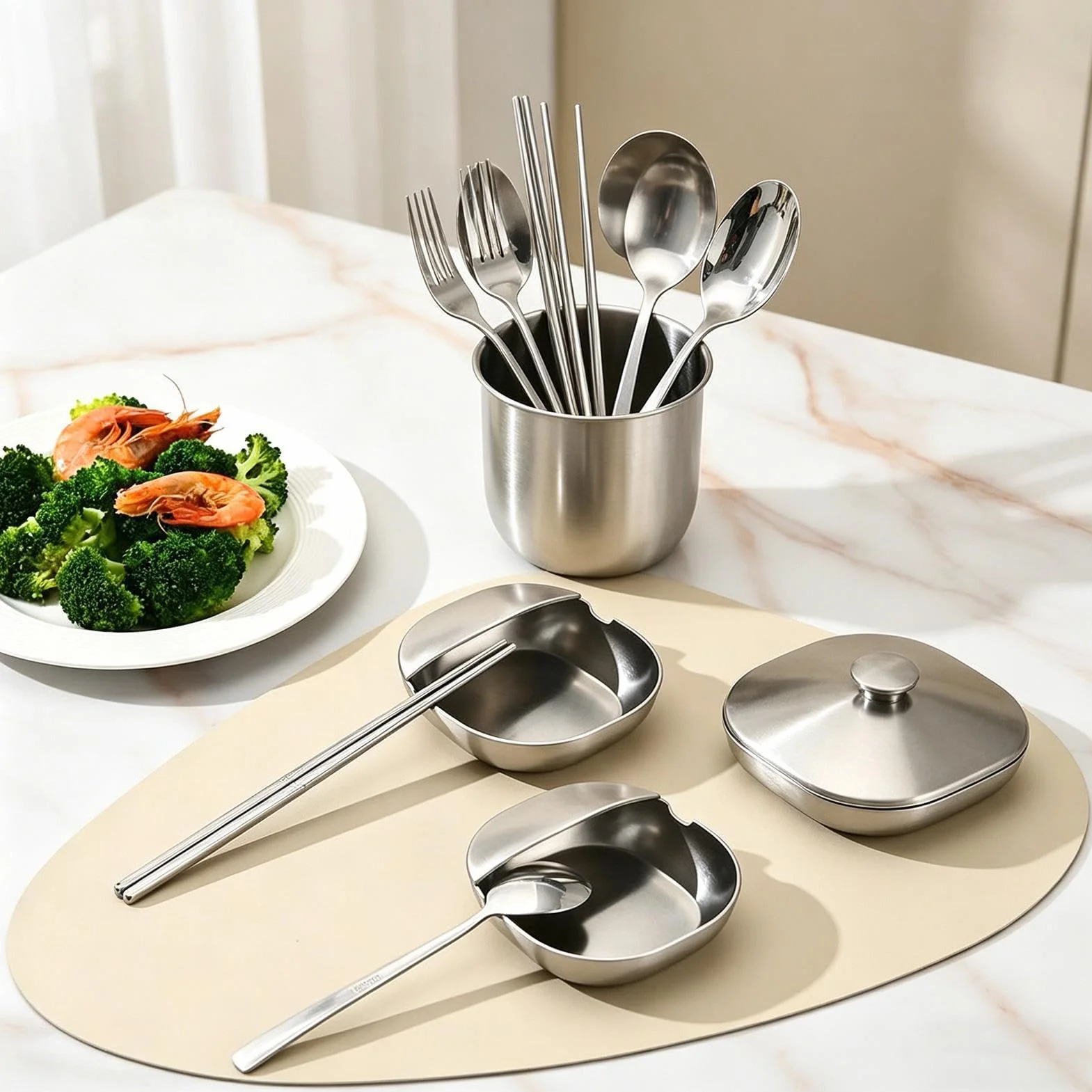 Kitchen Utensil - Rest Multi Functional Spoon Holder Stable | Organizer Tray Heat Resistant Ladle Rest Design Non Slip Countertop for Spatulas, Tongs, Chopsticks, Cooking or Baking