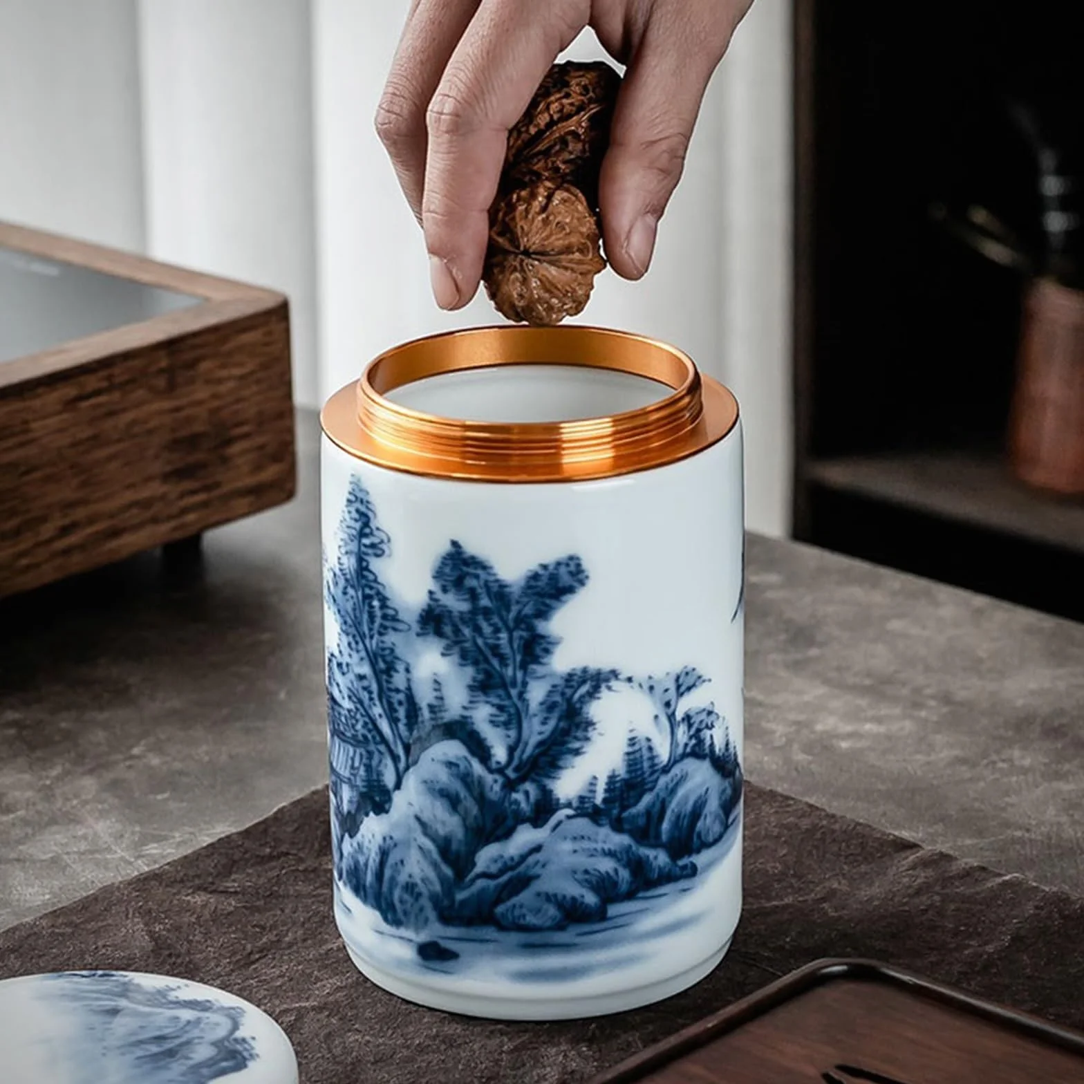 Praktyczny Zamknięty garnek Ceramiczny pojemnik do przechowywania butelek Świeży dzbanek na herbatę | Ziarna kawy chińskie vintage domowe pudełko do przechowywania