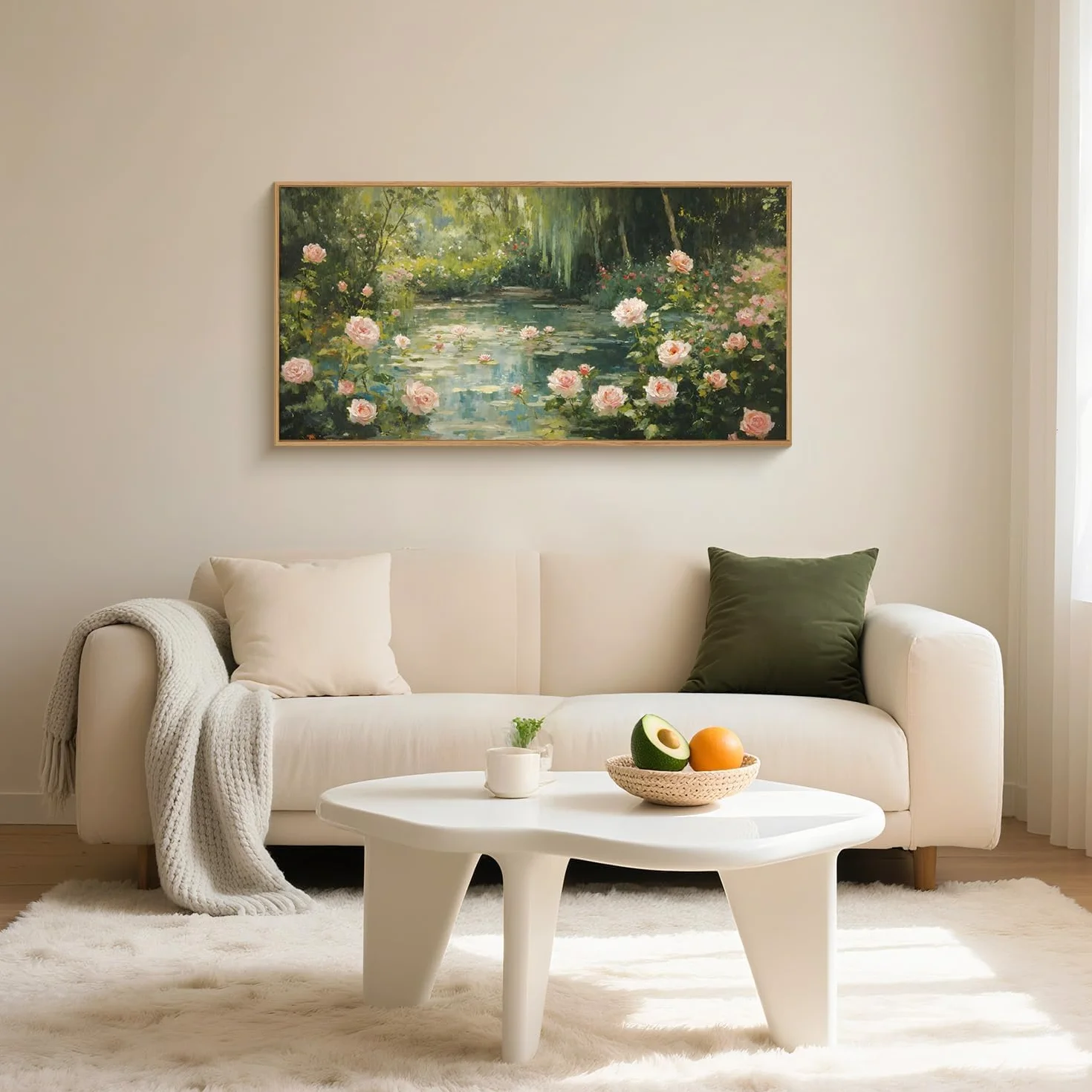 lianyibo Lilie wodne monet płótno ścienne sztuka, ogród pond impresjonistyczny plakat kwiatowy, wydruki do salonu, sypialni, farmhouse (90 x 180 cm, nieoprawione)