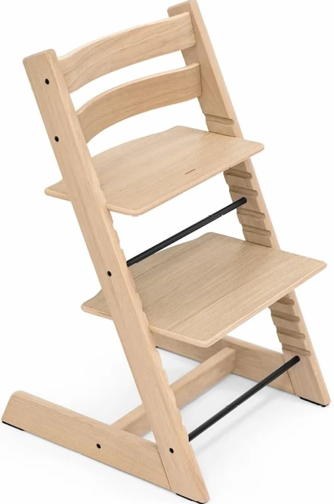 Krzesełko Tripp Trapp firmy Stokke, naturalny dąb - regulowane, rozkładane krzesełko dla maluchów, dzieci i dorosłych - wygodne, komfortowe i ergonomiczne - wykonane z drewna dębowego