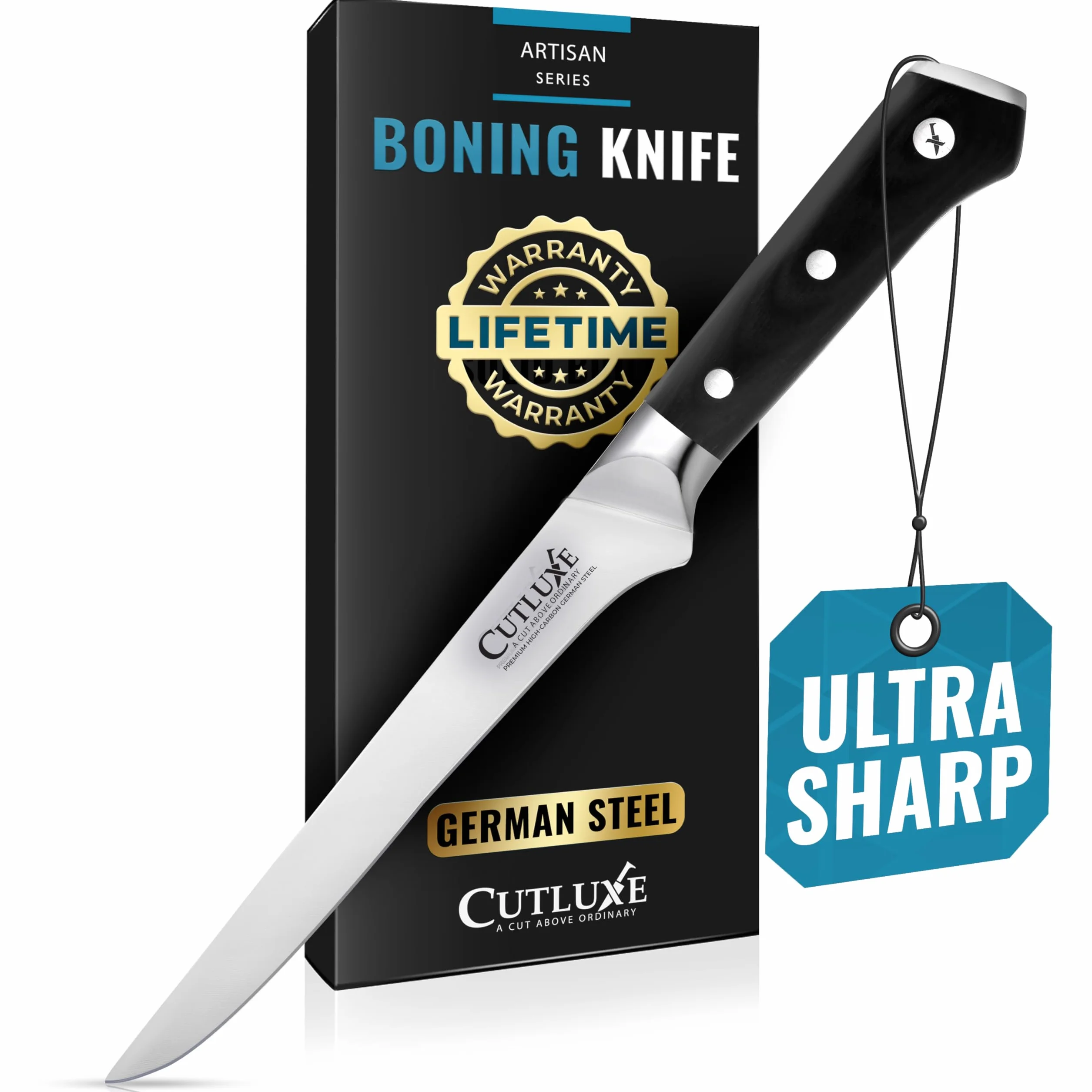CUTLUXE Boning Knife – 6" Flexible Fillet Knife – Forged High Carbon German Steel – Full Tang & Razor Sharp – Ergonomic Handle Design – Artisan Series