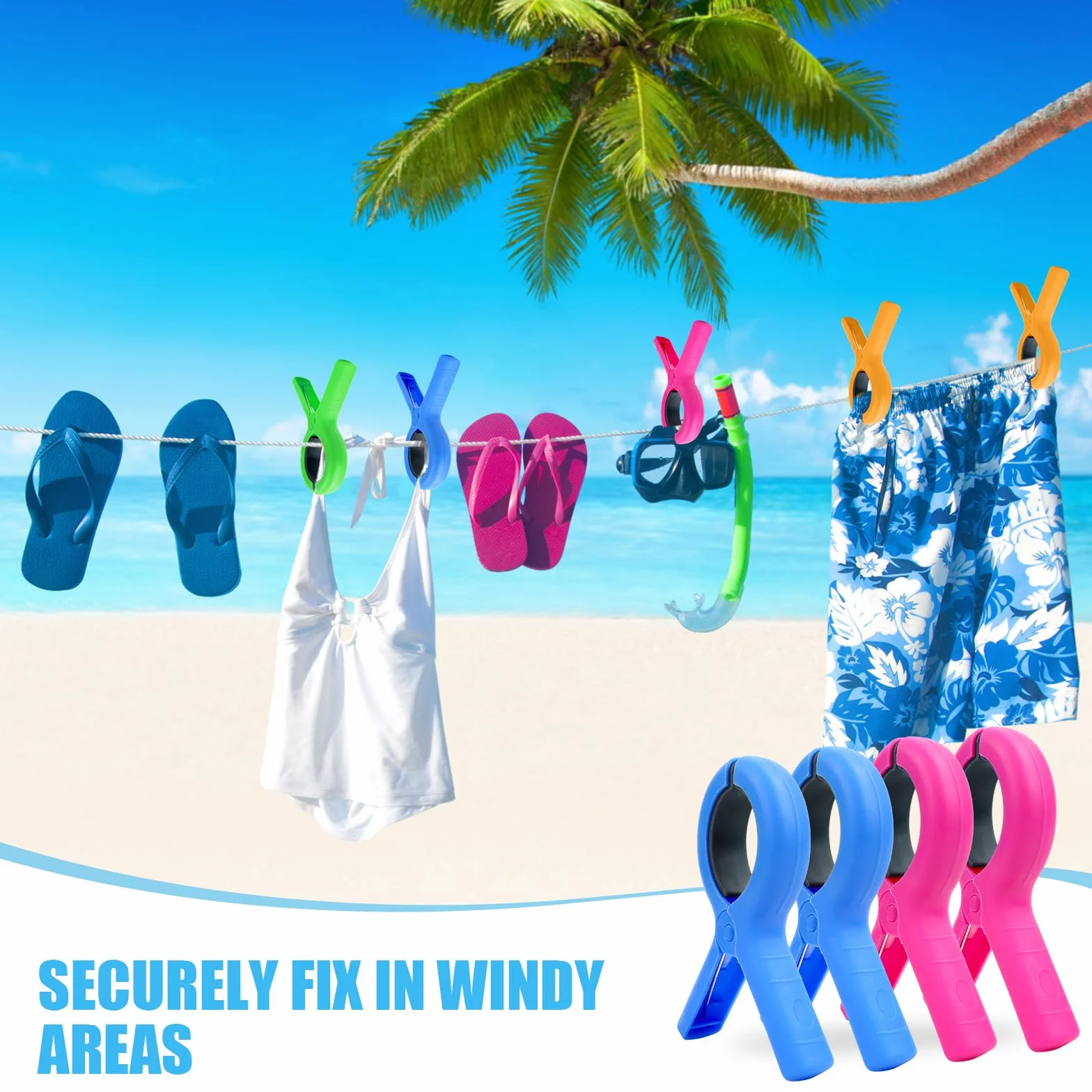 8 sztuk spinaczy do ręczników plażowych, duże klamerki do ręczników plażowych 15 cm, wielokolorowe klamerki do ręczników plażowych na krzesła, rejsy i baseny, spinacze do bielizny, aby ręcznik nie