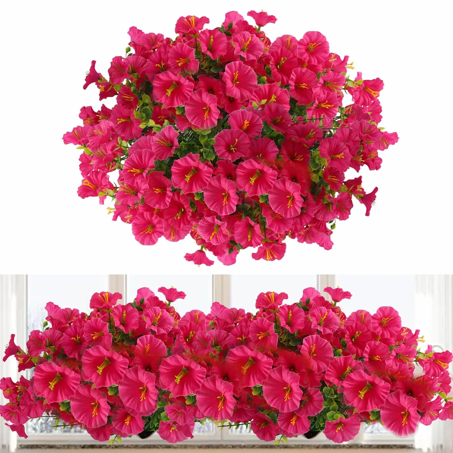 sztuczne kwiaty Petunia 7 pęczek Magenta 36 cm - sztuczne kwiaty jak prawdziwe, idealne na balkon, rośliny balkonowe do dekoracji na zewnątrz