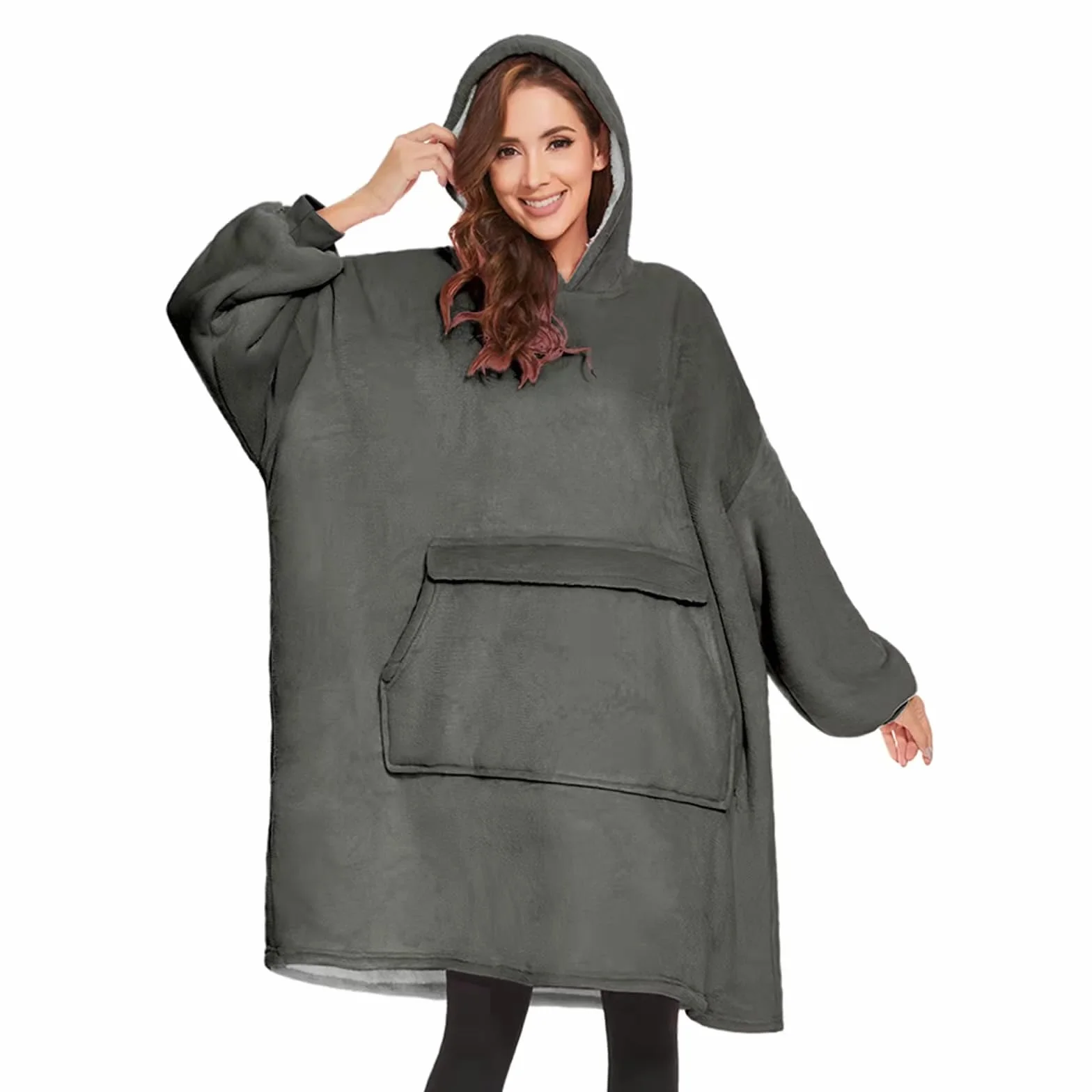 Bluza z kapturem, koc z rękawami, koc z kapturem, przenośny, damski, ultra miękka bluza z kapturem Sherpa, bluza z kapturem z dużą kieszenią, jako prezent dla kobiet i kobiet