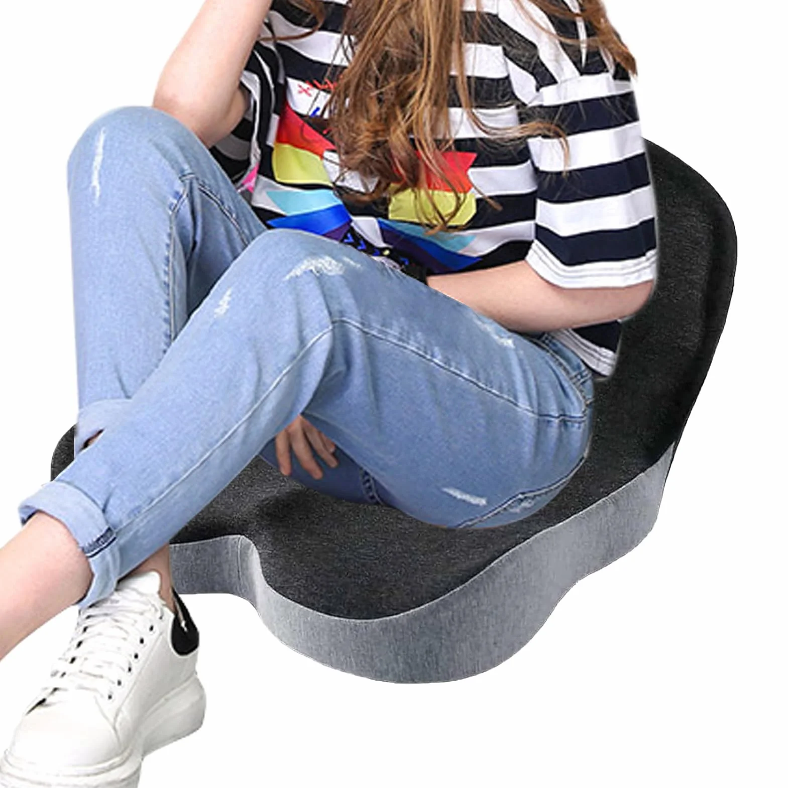 Back and Seat Cushion, Memory Foam Chair, Integrated Lumbar Support, Orthopedic Tailbone Mat, Ergonomic Sitting Comfort for Women Men Elderly Adults Dorm Room Truck