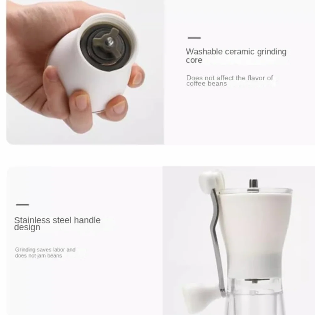 French Press Regulowany Młynek Do Kawy Ręczny Ziaren Przenośny Użytku Domowego Dzbanek Kawy(White)