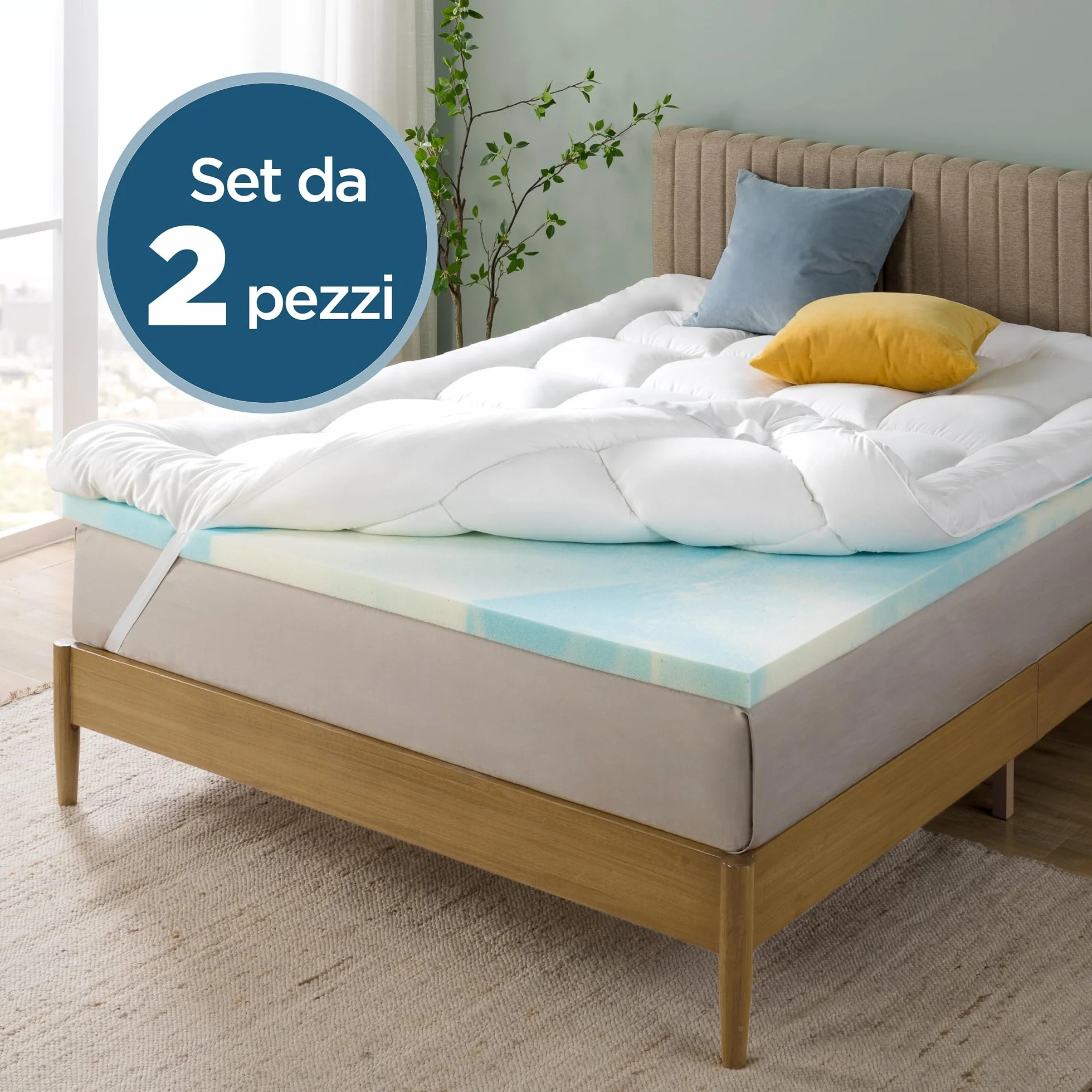 Zinus Mattress Topper, poliester, biały, 190 x 160 cm
