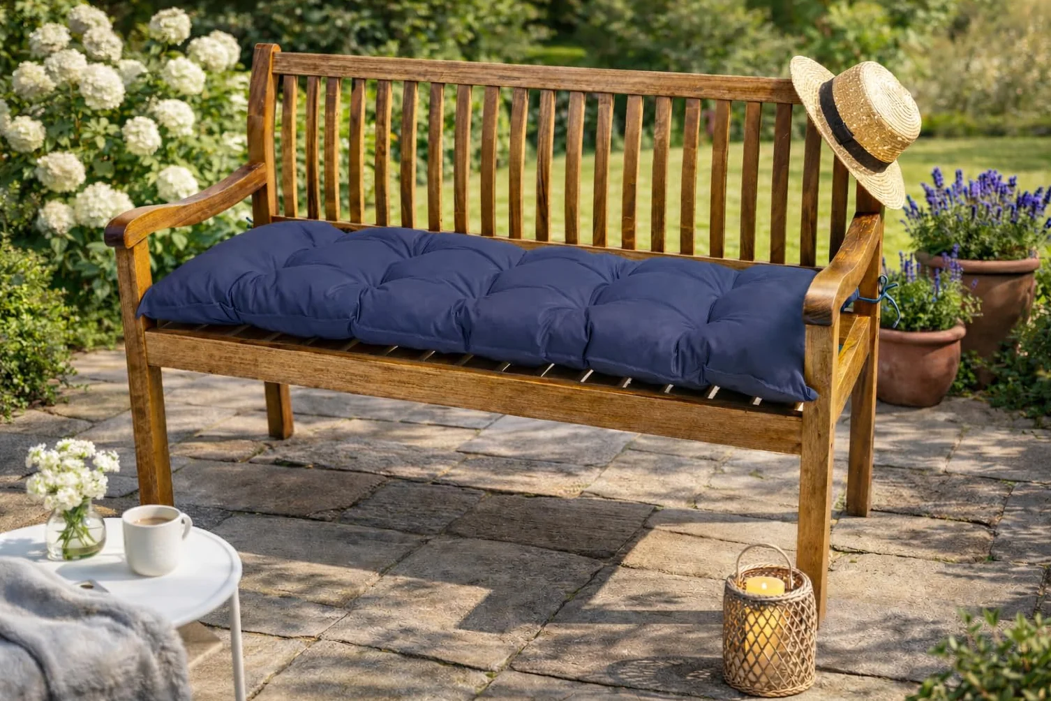 TexDeko® Garden Nakładka na ławkę ogrodową, 140 x 50 x 8 cm, odporna na działanie wody, odporna na działanie promieni UV, pikowana, z certyfikatem Oeko-Tex, poduszka na siedzisko, poduszka na