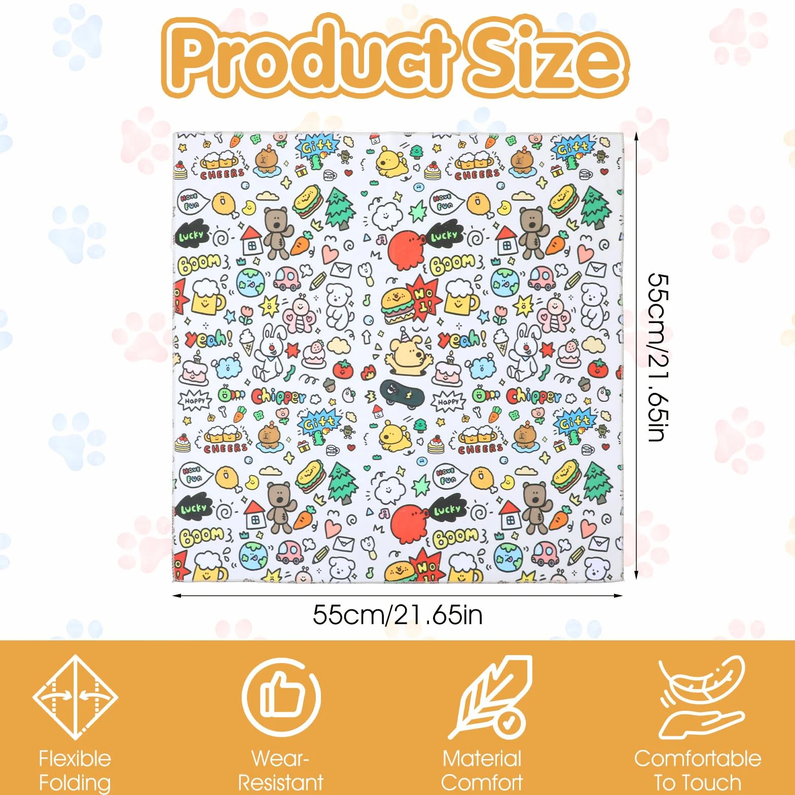 TIESOME Samoprzylepny koc do pielęgnacji kotów, 55 × 55 cm, wielofunkcyjny koc do cięcia pazurów, mycia zębów, przyjmowania leków, regulowany, zapobiegający zarysowaniom, zapobiegający ucieczce
