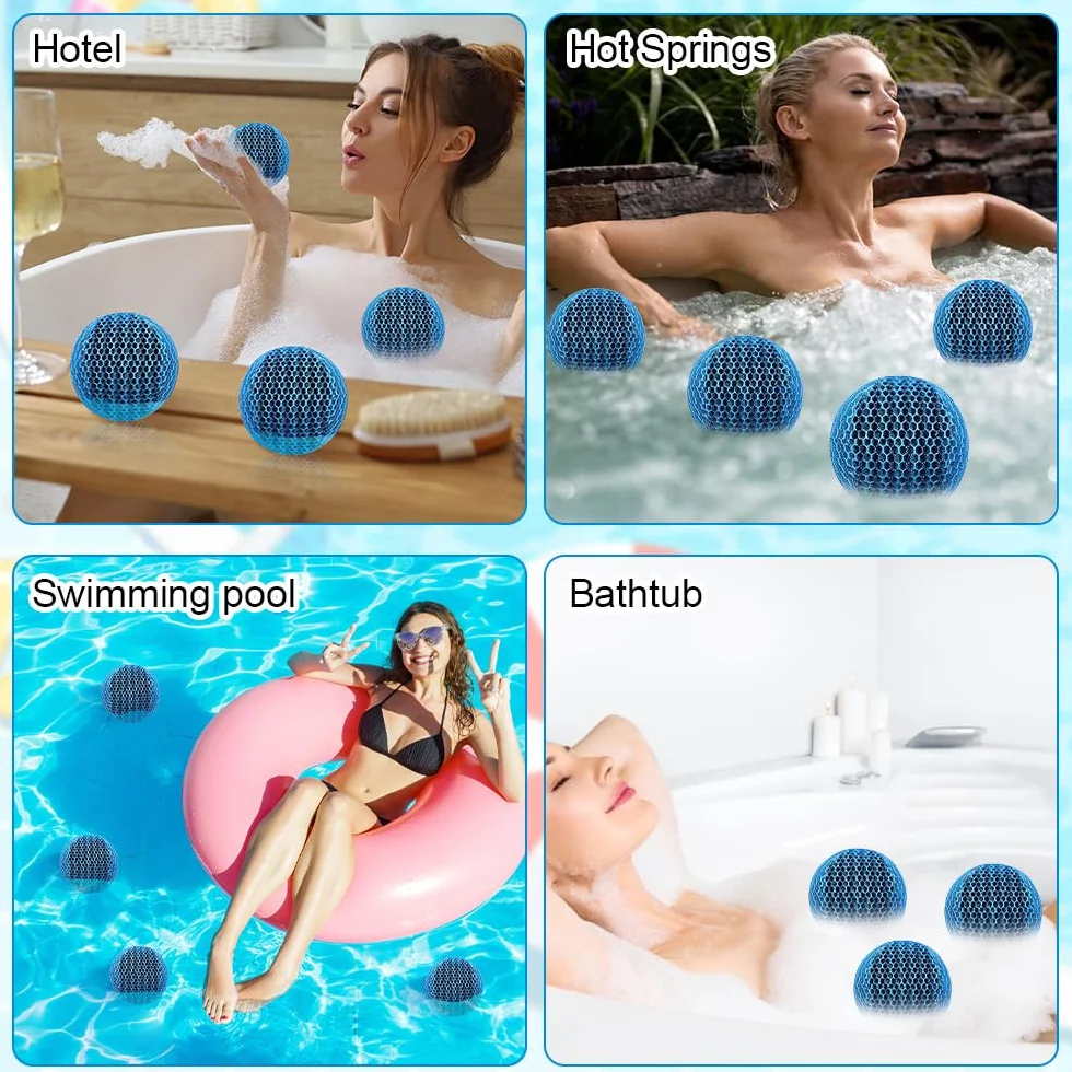 4 sztuki Hot Tub Pool Scum absorber, gąbka pochłaniająca olej, kulki do odpieniacza, 7 cm jacuzzi, pochłaniacz sum, wielokrotnego użytku, do czyszczenia spa i basenu, akcesoria do czyszczenia