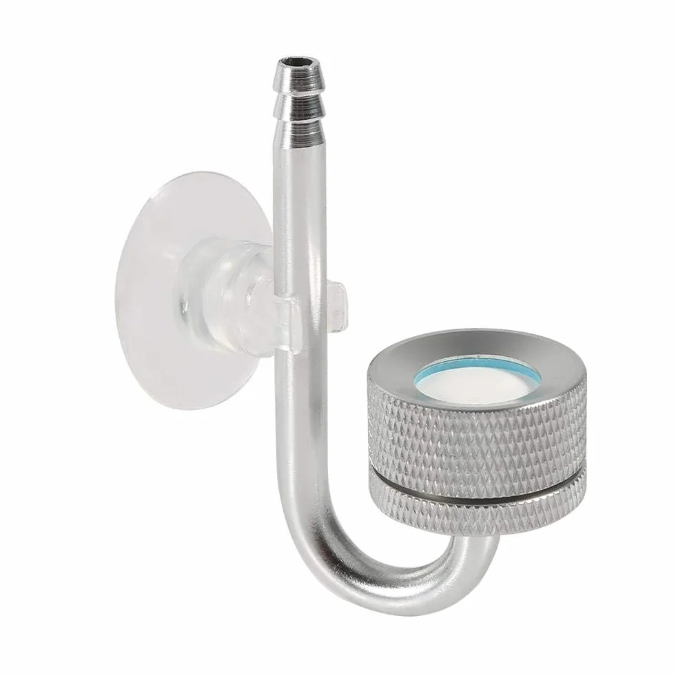 Akwarium Dyfuzor CO2 Stop aluminium Dyfuzor dwutlenku węgla Generator dwutlenku węgla Atomizer z przyssawką do akcesoriów do akwarium (srebrny)