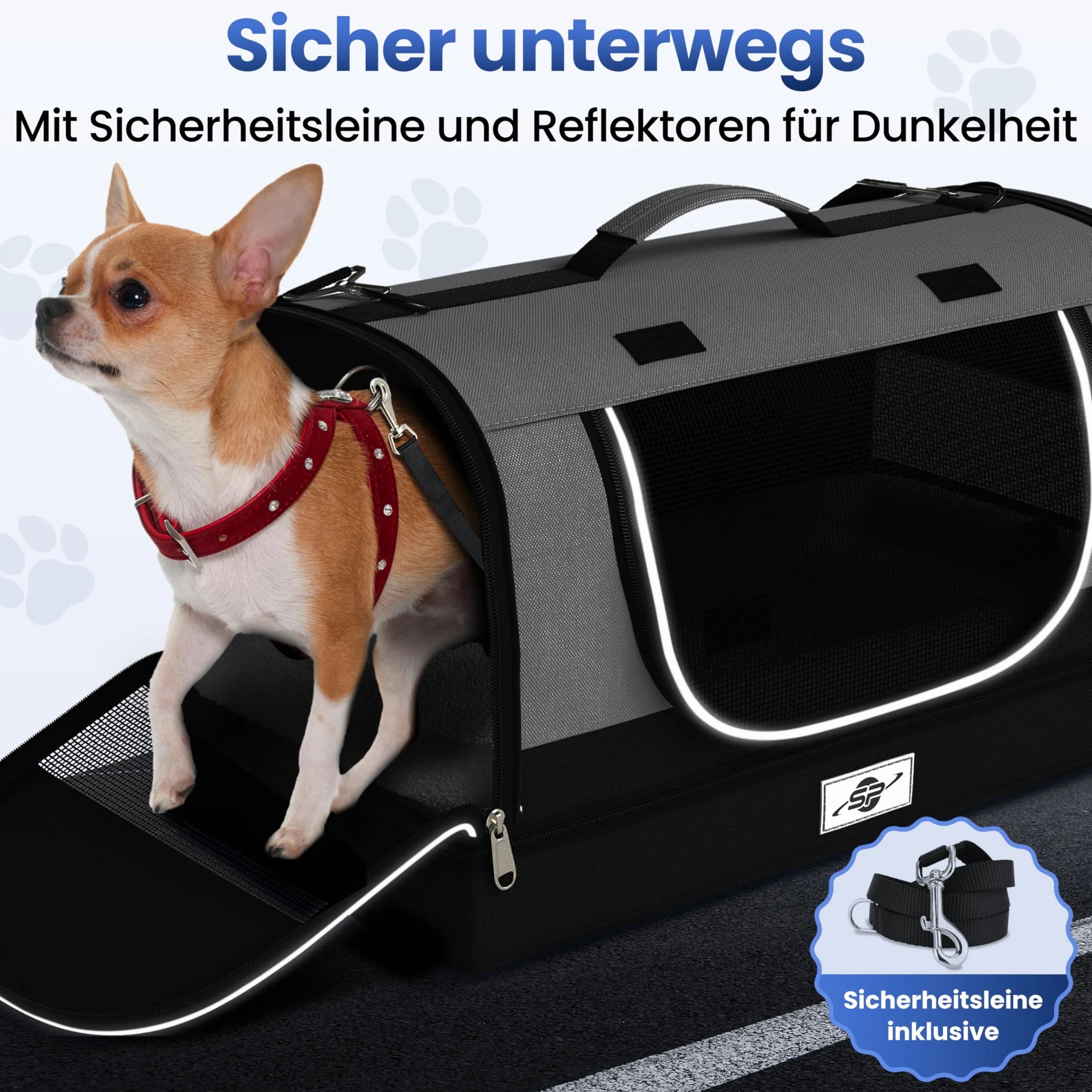 Smart-Planet Torba transportowa dla kotów i psów składana 8 kg 50x30x30 cm z paskiem