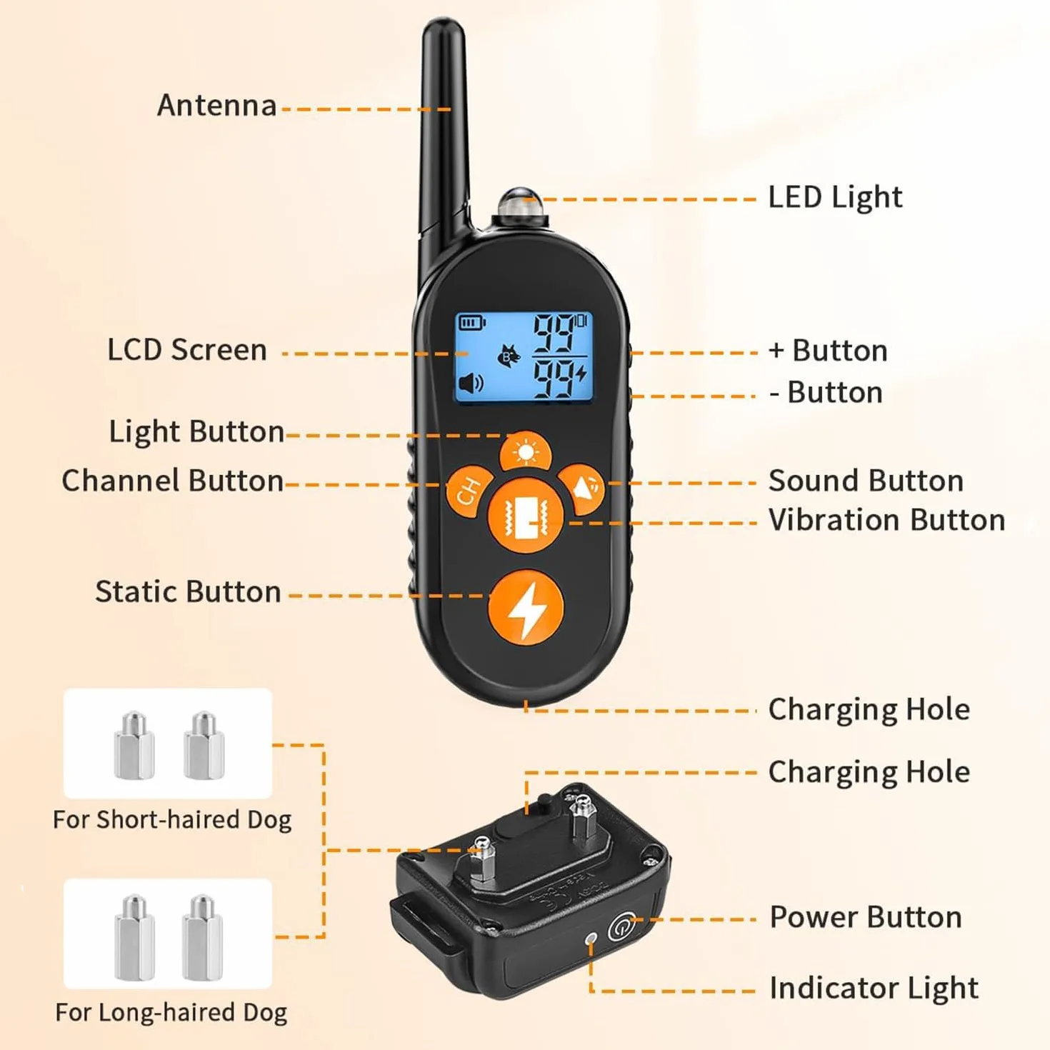 Obroża treningowa dla psa 2500FT IPX7 wodoodporna z 4 trybami