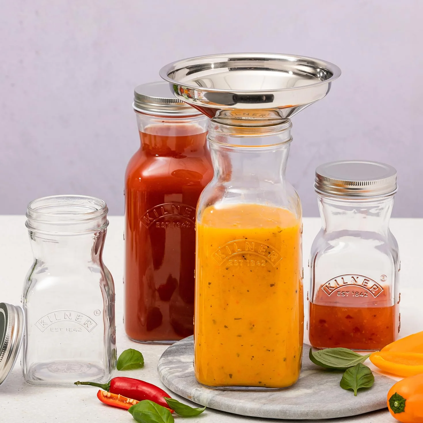 Kilner Szklane butelki na sok i sos 1 litr