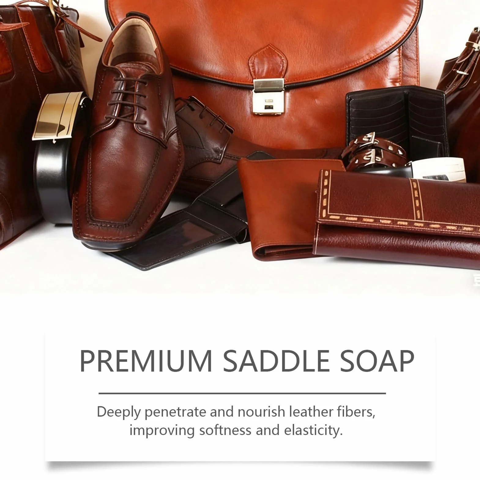 Saddle Soap Leather Conditioner 100g Boot Cleaner ABS Case With Sponge