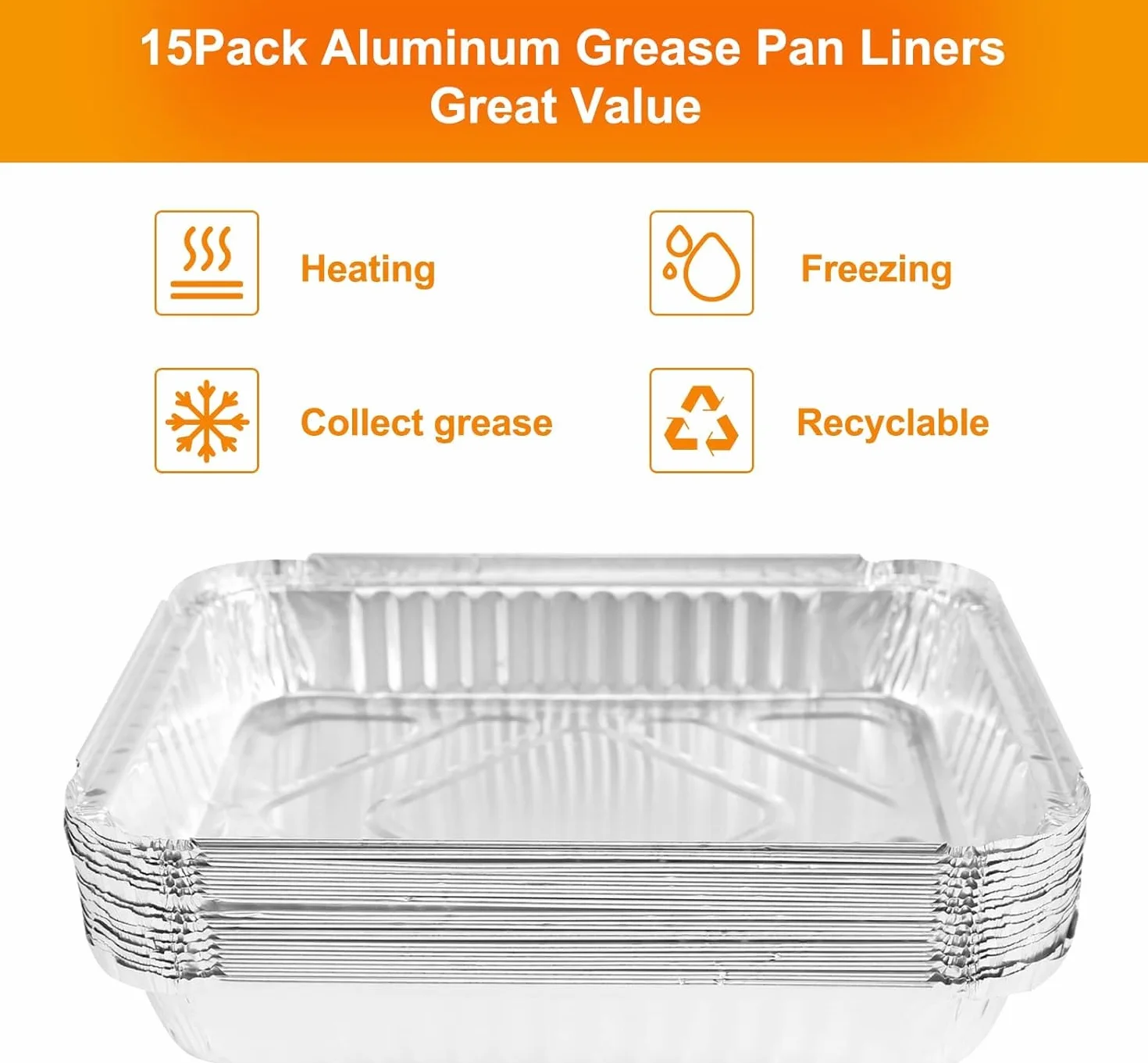 GFTIME 80580 tacki ociekowe do grilla Weber Q200, seria Q300, tacka ociekowa do Weber Q200, Q300, Q220, Q240, Q2000, Q2200, Q320, tacka ociekowa z 15 wkładkami z folii aluminiowej, zamiennik do 41877