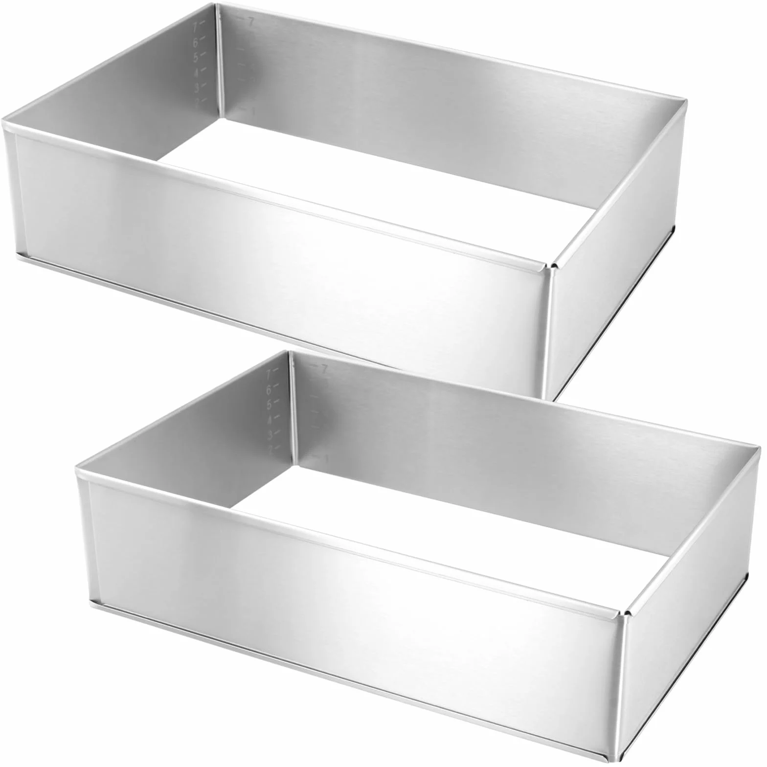 2 ramki do pieczenia, prostokątne, regulowane, prostokątne, ze stali nierdzewnej, prostokątne, regulowane, do przygotowywania tortów warstwowych, wysuwana do 50 x 35 x 8 cm