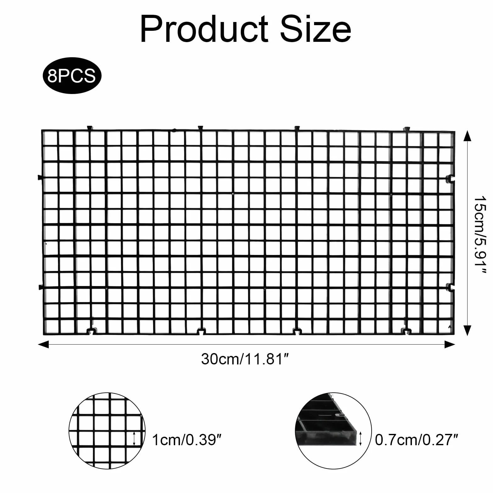 Przegrody do akwariów plastikowe siatki 30x15 cm zestaw 8 czarne