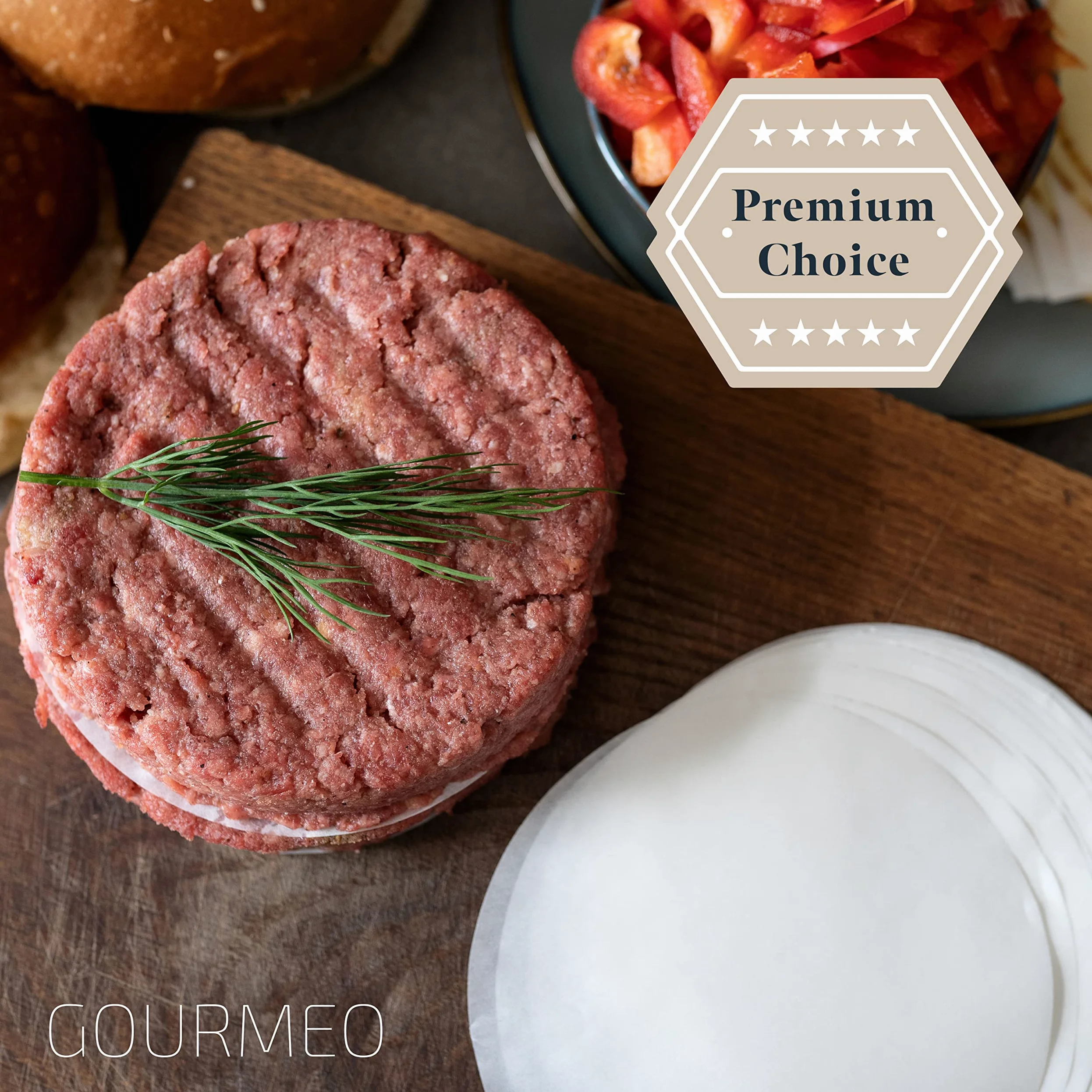Okrągły zestaw papieru pergaminowego do hamburgera, 500 wkładów do frytkownicy powietrznej do tortilli i mini burgerów, 13 cm, nieprzywierająca prasa do rzeźnika