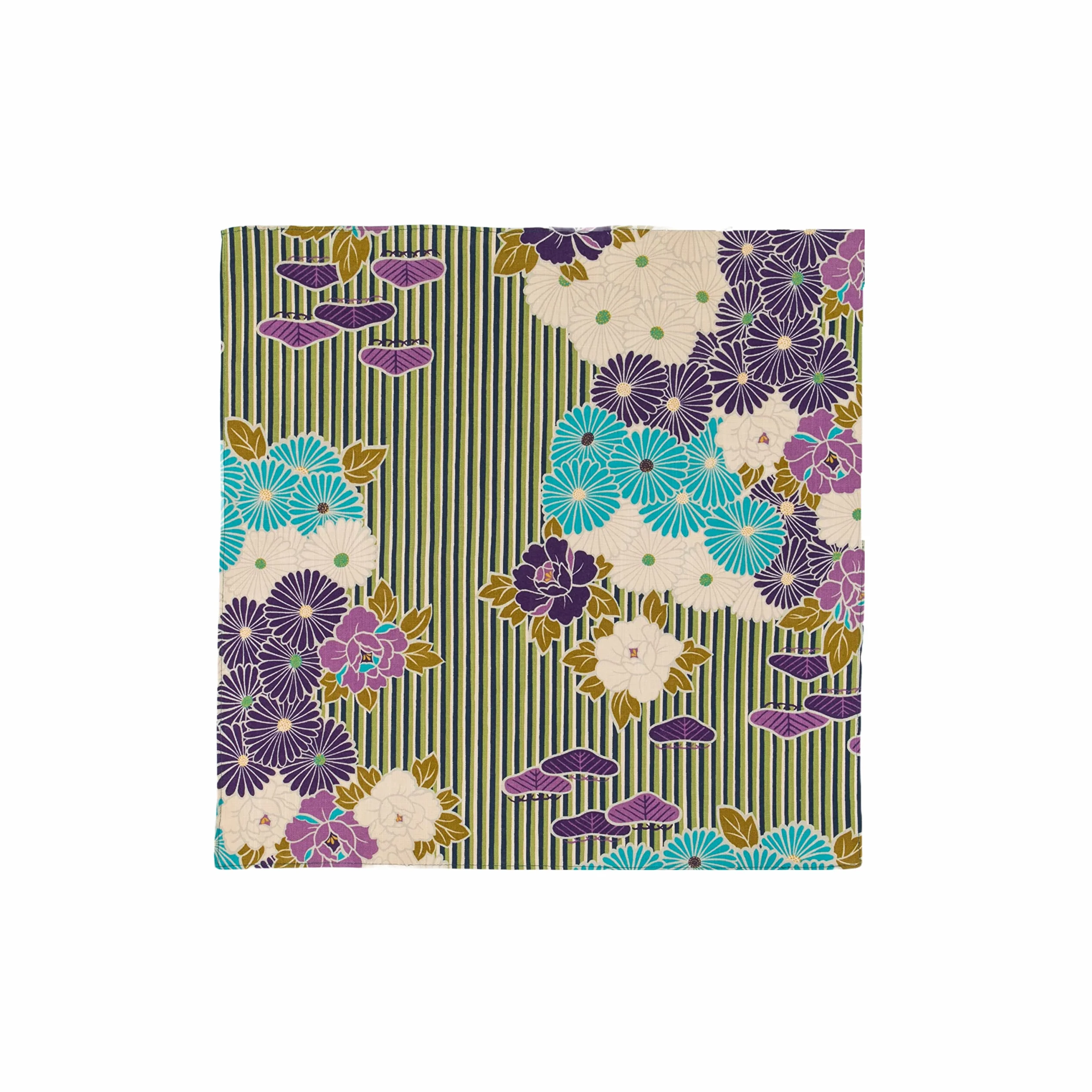 Small Furoshiki (kwiat retro), wyprodukowano w Japonii, 50 cm, 100% bawełna, nadająca się do prania, japońska torba wielokrotnego użytku, bento, chusteczka, szalik, bandana (fioletowy)