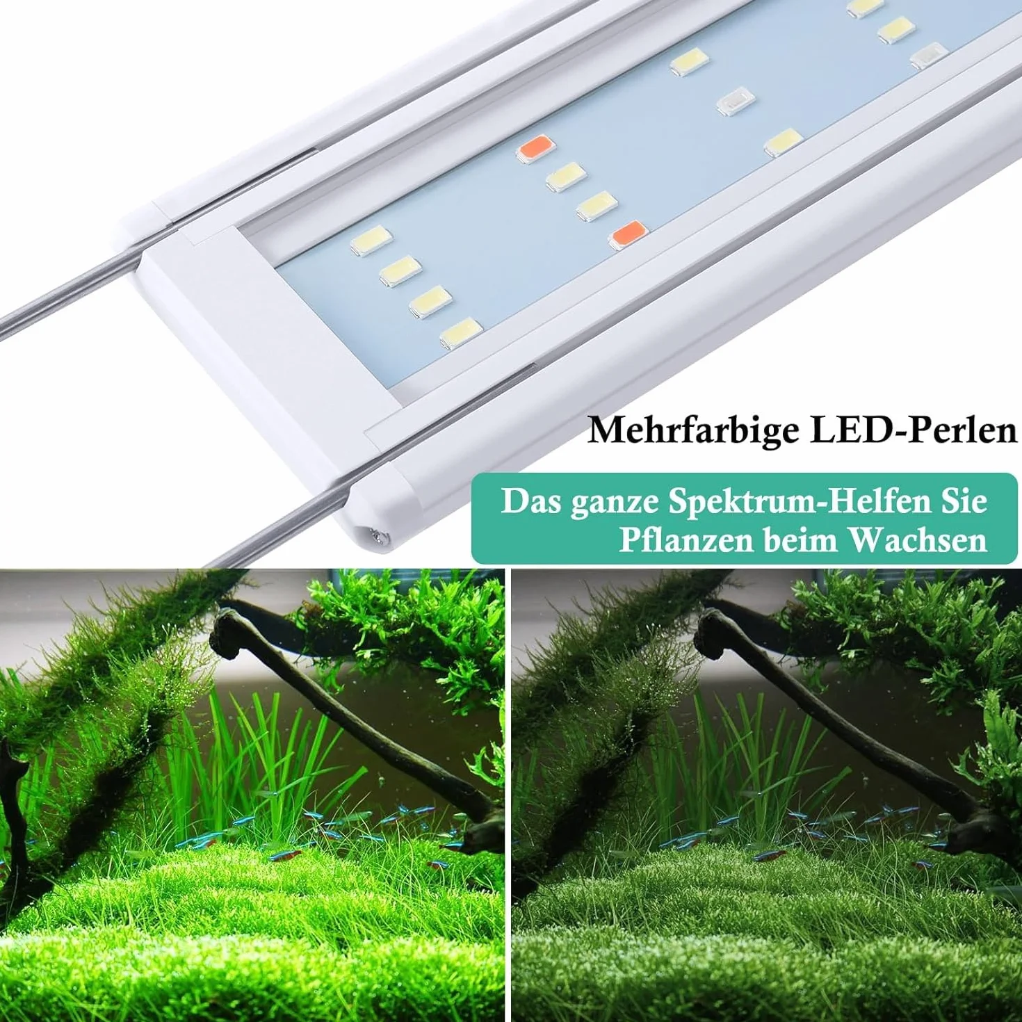 FEDOUR Full Spectrum oświetlenie LED do akwarium 30-50 cm z timerem, klasyczna lampa