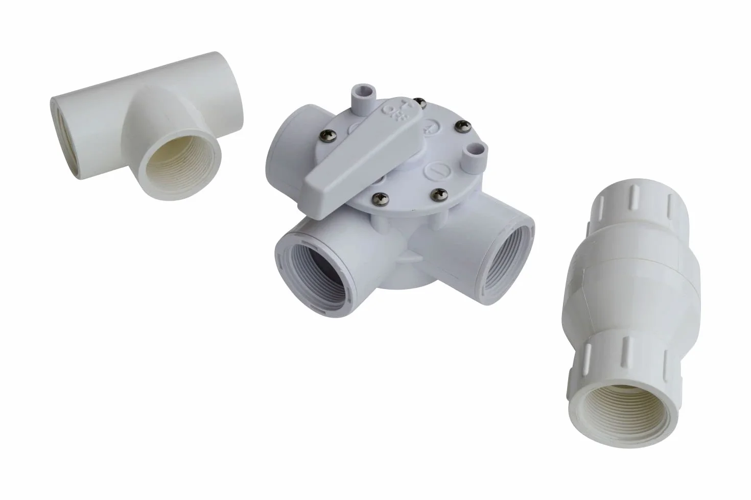 Zestaw zmiękczaczy solarnych, 3-drożny zawór + trójnik + klapa zwrotna, obejście do ogrzewania solarnego z przyłączem węża 32-38 mm