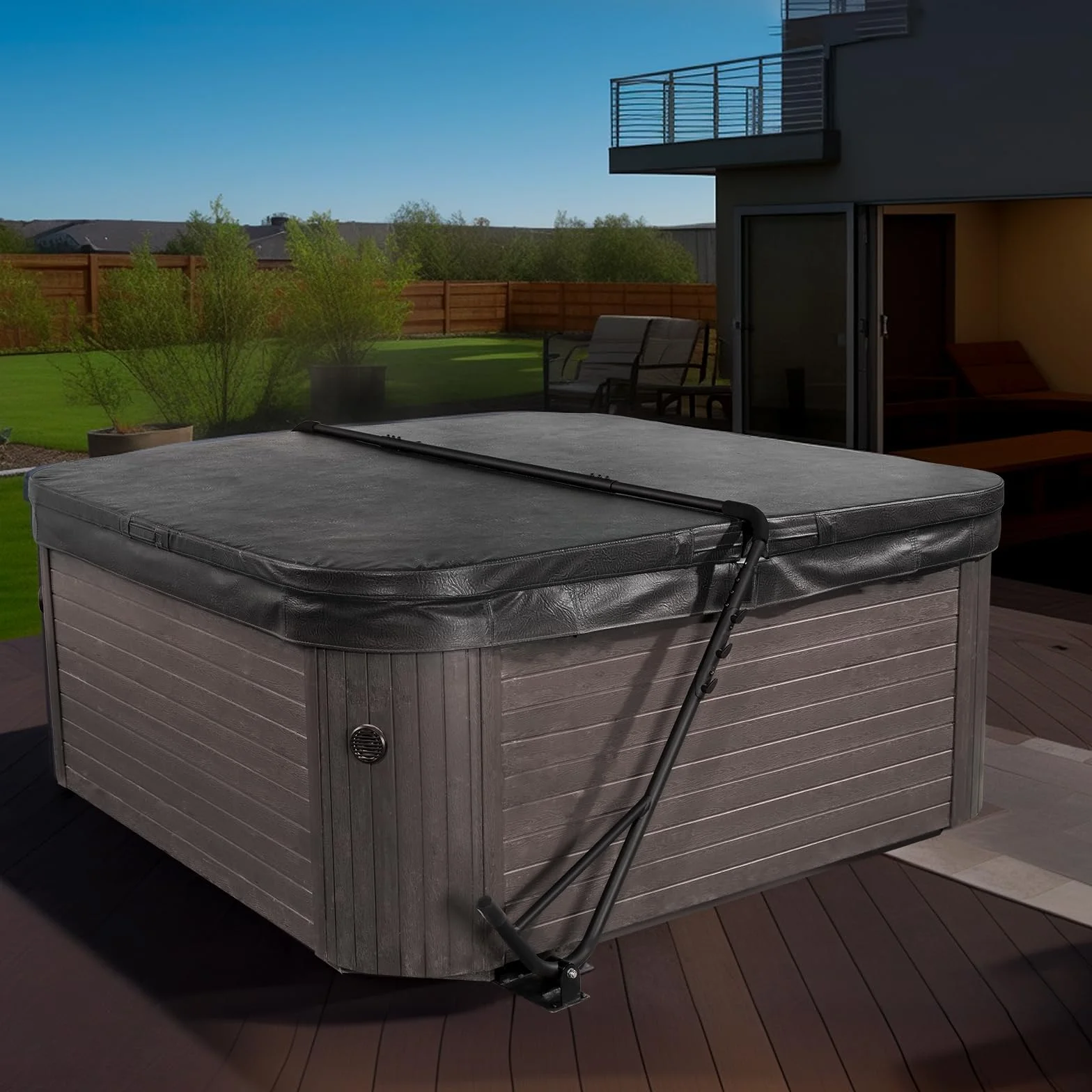 VEVOR Podnośnik osłony wanny z hydromasażem, podnośnik osłony spa, wysokość 80 cm - 105 cm szerokość 145 cm - 235 cm regulowany, zainstalowany pod spodem po obu stronach, odpowiedni do różnych