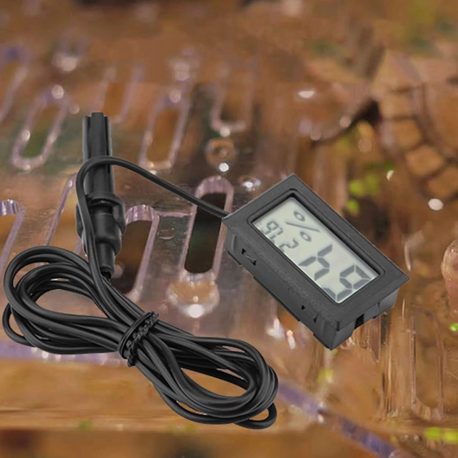 Mini termometr higrometr wbudowany cyfrowy miernik temperatury i wilgotności LCD z zewnętrzną sondą do inkubatora nasiadka akwarium dla gadów (-50°C ~ 70°C)
