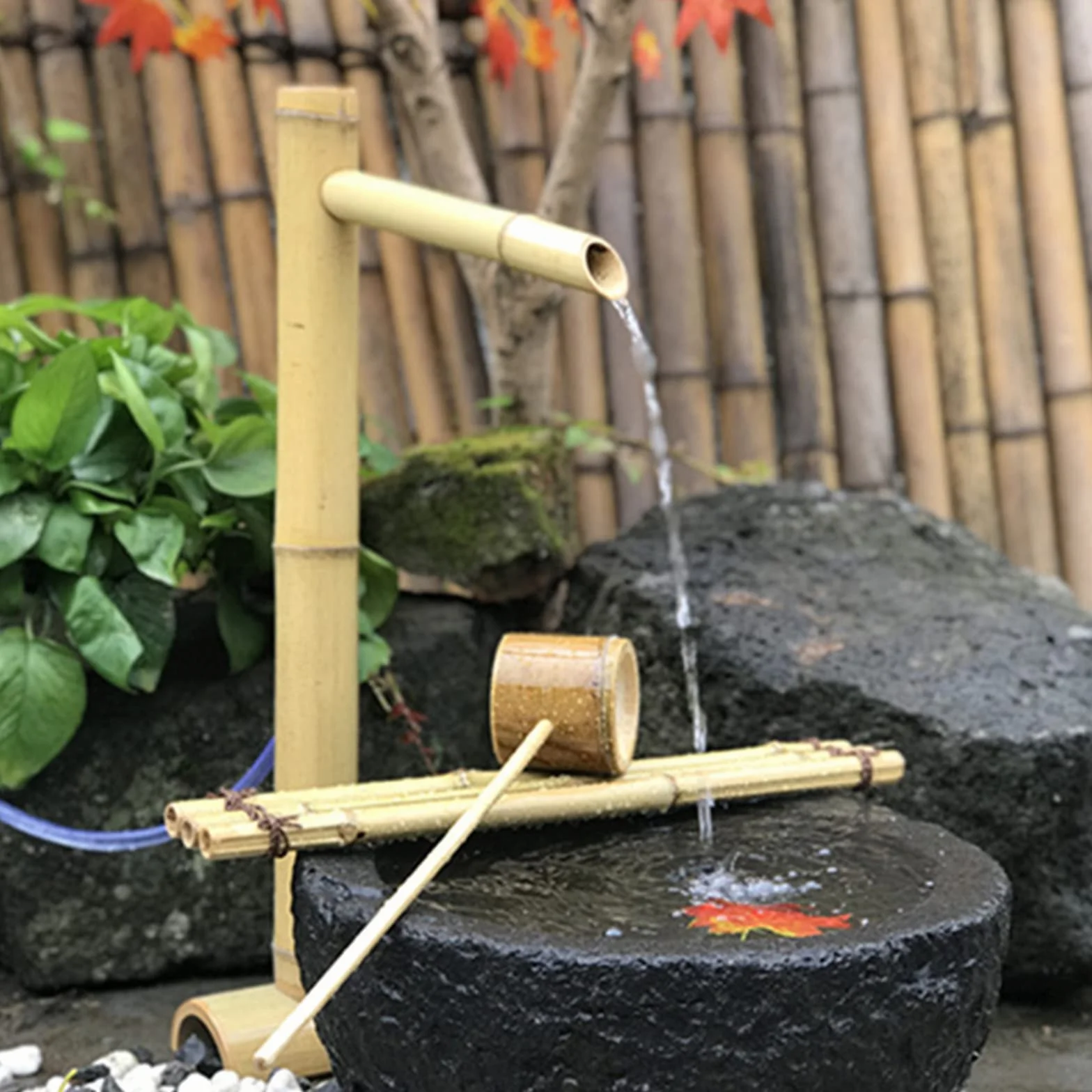 Zen ogrodowa fontanna wodna bambusowa pompa wodna krajobraz wody, japoński ogród płynąca woda funkcja dekoracja wewnątrz/na zewnątrz, koło wodne
