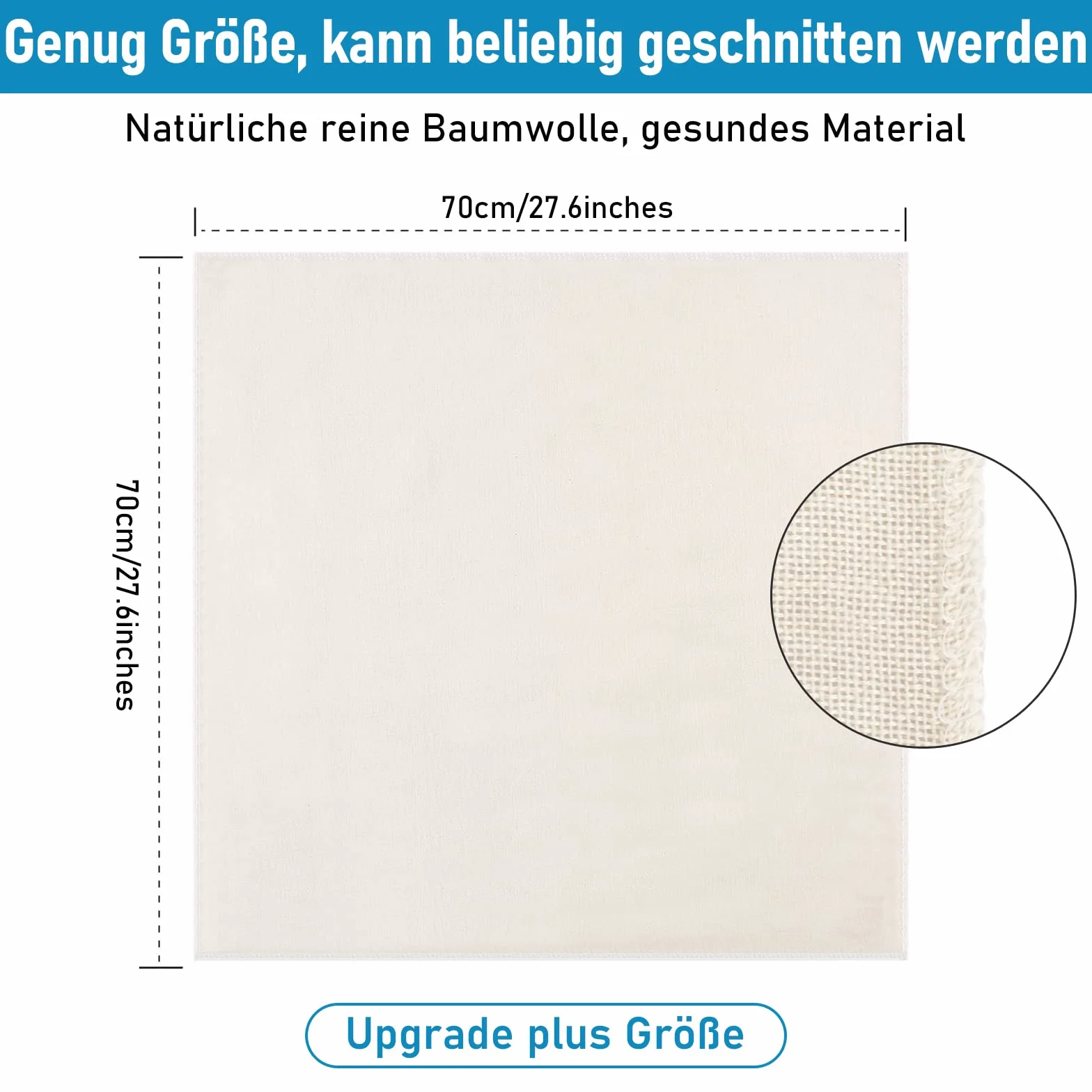 HXC 4 szt. naturalna chusta do przenoszenia 70 cm x 70 cm, do wielokrotnego użytku, lniana chusta do przenoszenia z gęstą siatką, z niebielonej bawełny do produkcji sera, mleka orzechowego