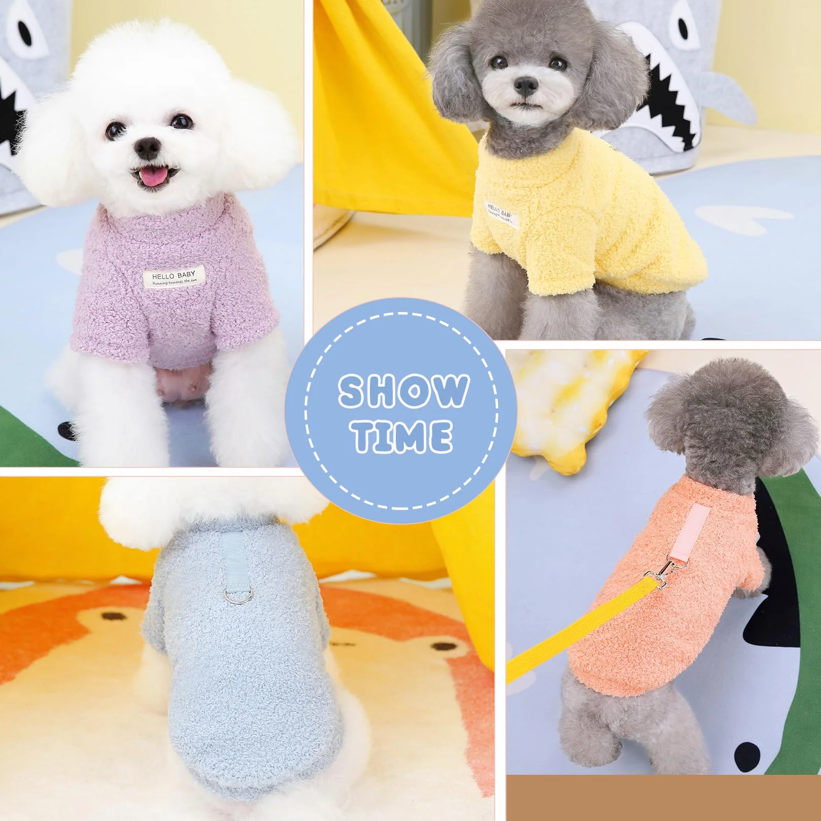 SMALLLEE_LUCKY_STORE Sweter polarowy dla małych psów, solidna bluza dla zwierząt domowych z naszywką z literą i D-ringiem, stroje dla szczeniaków Yorkie chihuahua ciepłe ubrania zimowa jesienna