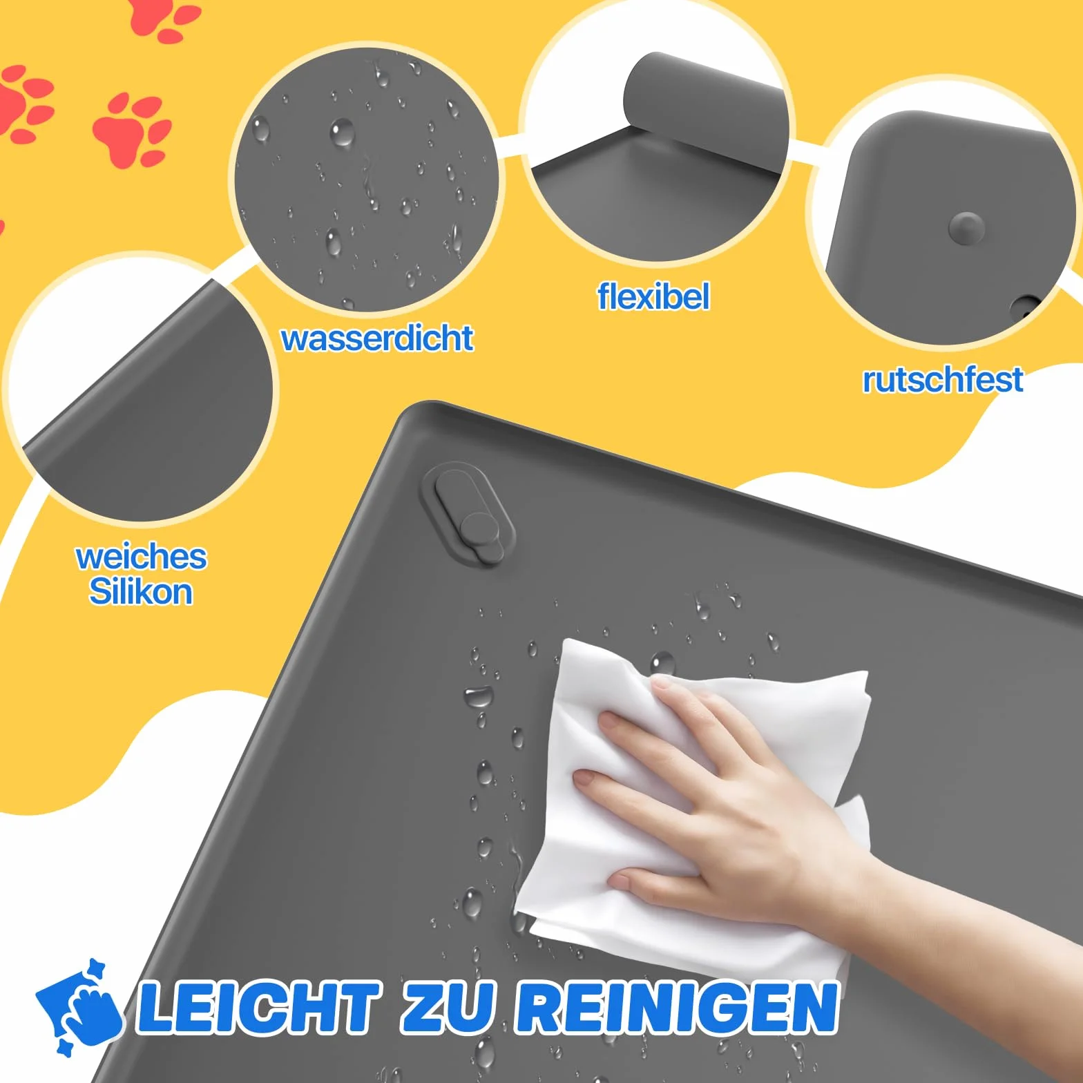 Zestaw 40 Sztuk Podkładek dla Psów (Wraz Z Silikonowymi Wkładami), Antypoślizgowe Podkładki Treningowe o Wymiarach 62×62 cm, 5-Warstwowa Ochrona Przed Wyciekaniem, Wysoka Chłonność, Szybkoschnące