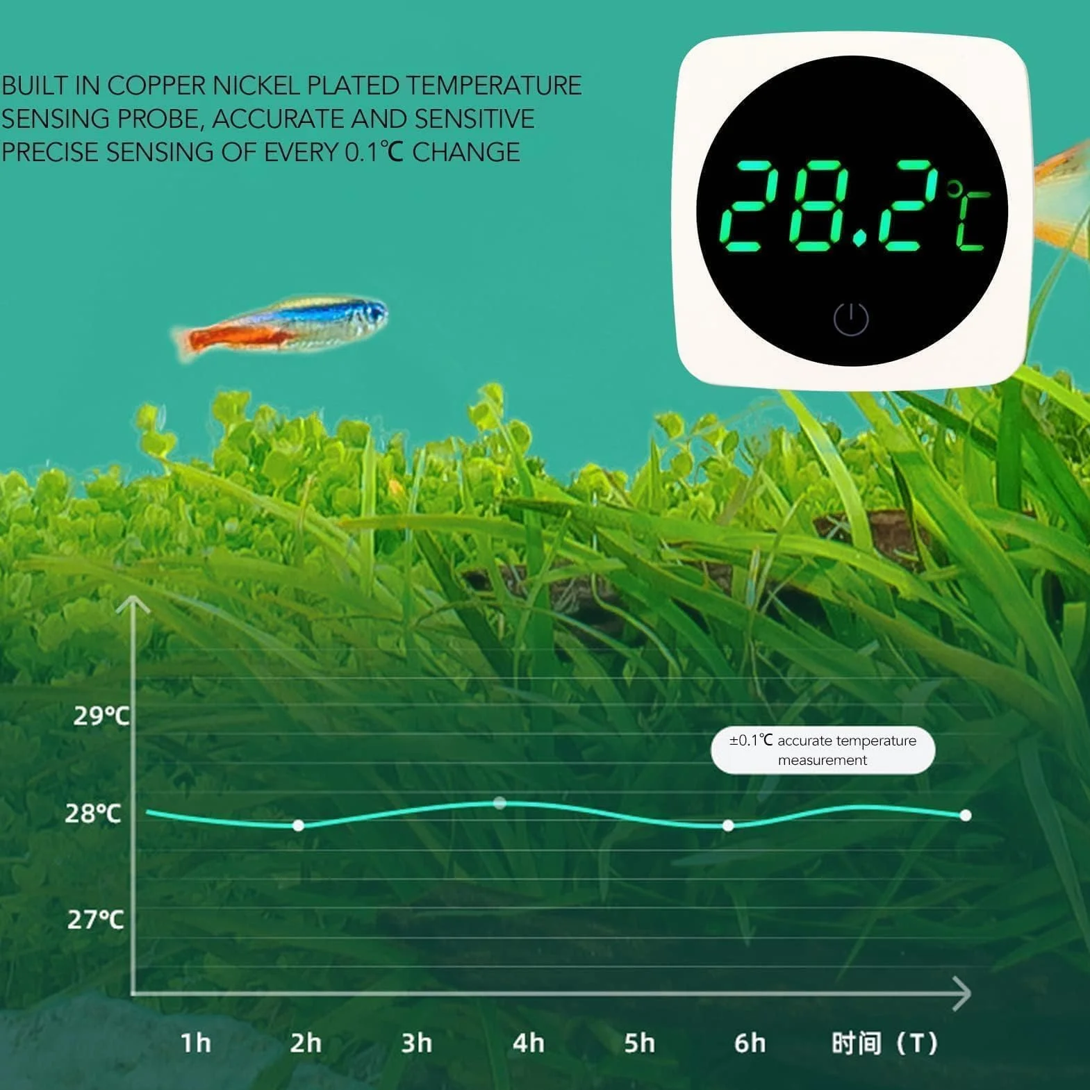 Cyfrowy Termometr LED do Akwarium Wskaźnik Temperatury Wody Terrarium