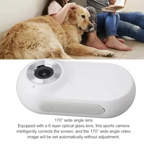 Dpofirs Obroża kamery dla kotów, kamera HD 1080P dla zwierząt domowych z szerokokątnym obiektywem 170°, wyświetlacz cyfrowy, obsługa karty pamięci do 128 GB, czarna, mała, kot, do noszenia