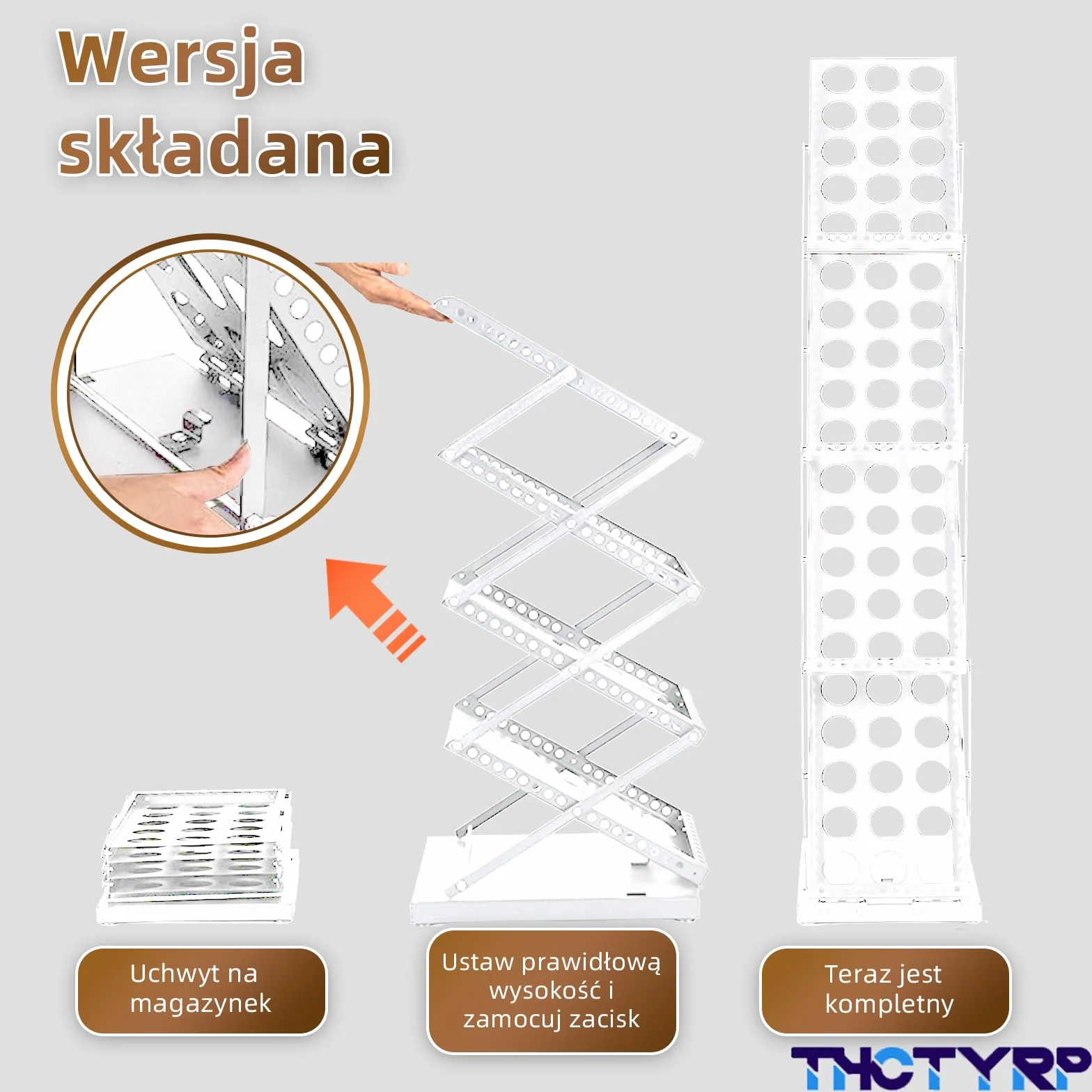 Stojak na czasopisma,stojak na informacje A4 z torbą Oxford, składany, 4-warstwowy, pionowy, stojący na podłodze (Biały)