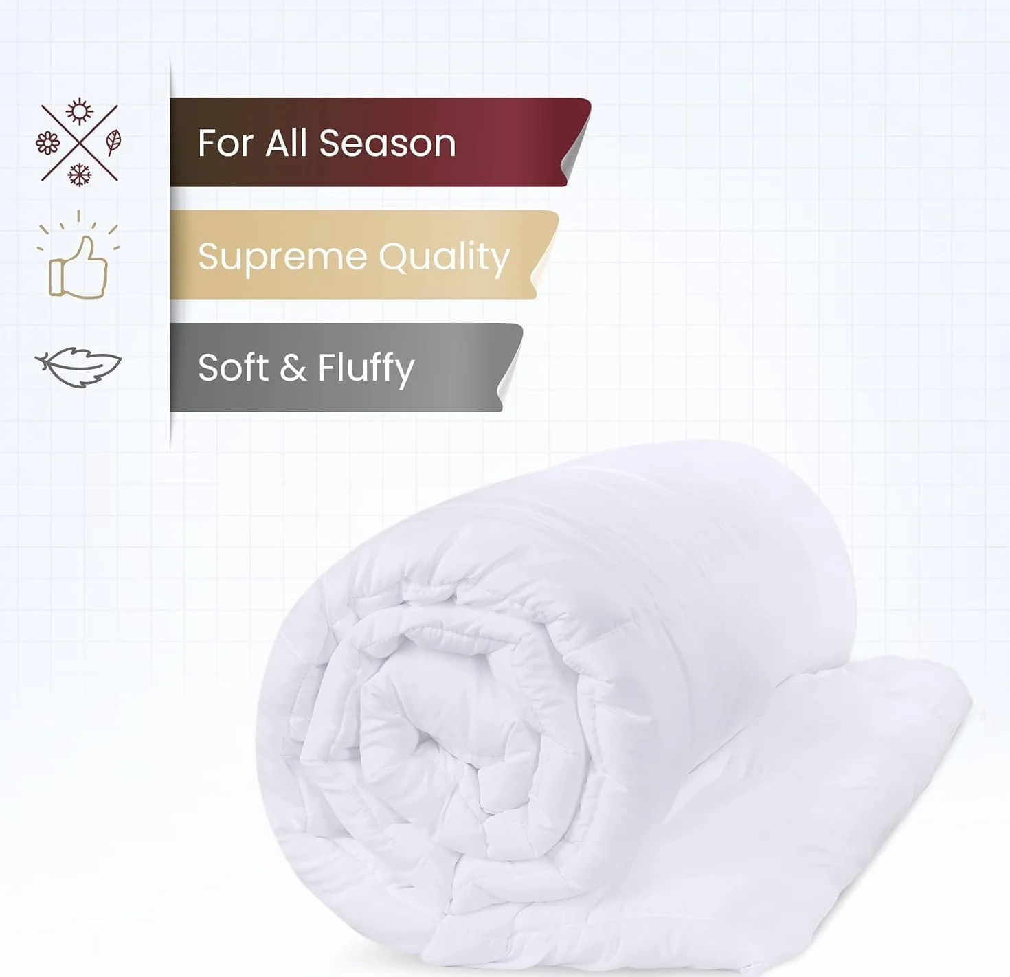 Utopia Bedding All Season Kołdra 220 x 240 cm, Oddychająca Kołdra z Mikrofibry z Wypełnieniem Poliestrowym 280 GSM (Biała)