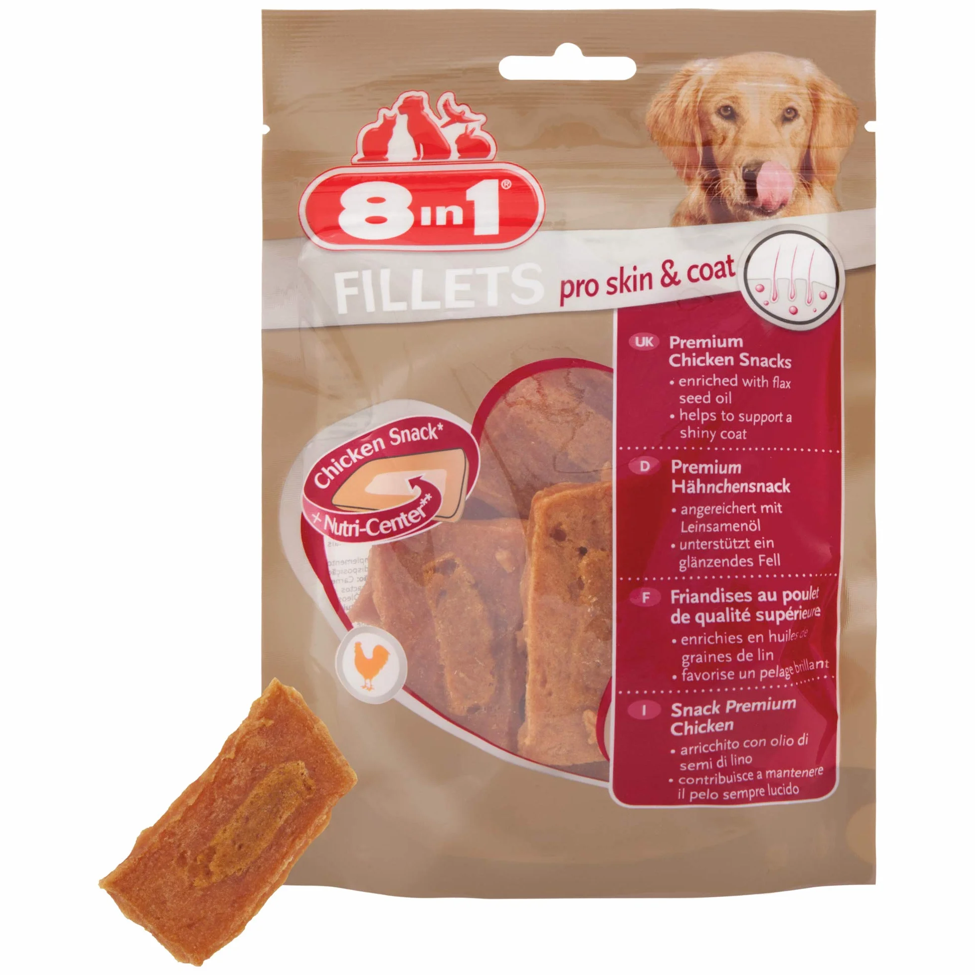 8In1 Fillets Pro Skin&Coat Smakołyki dla Psów, Kurczak, 80 g