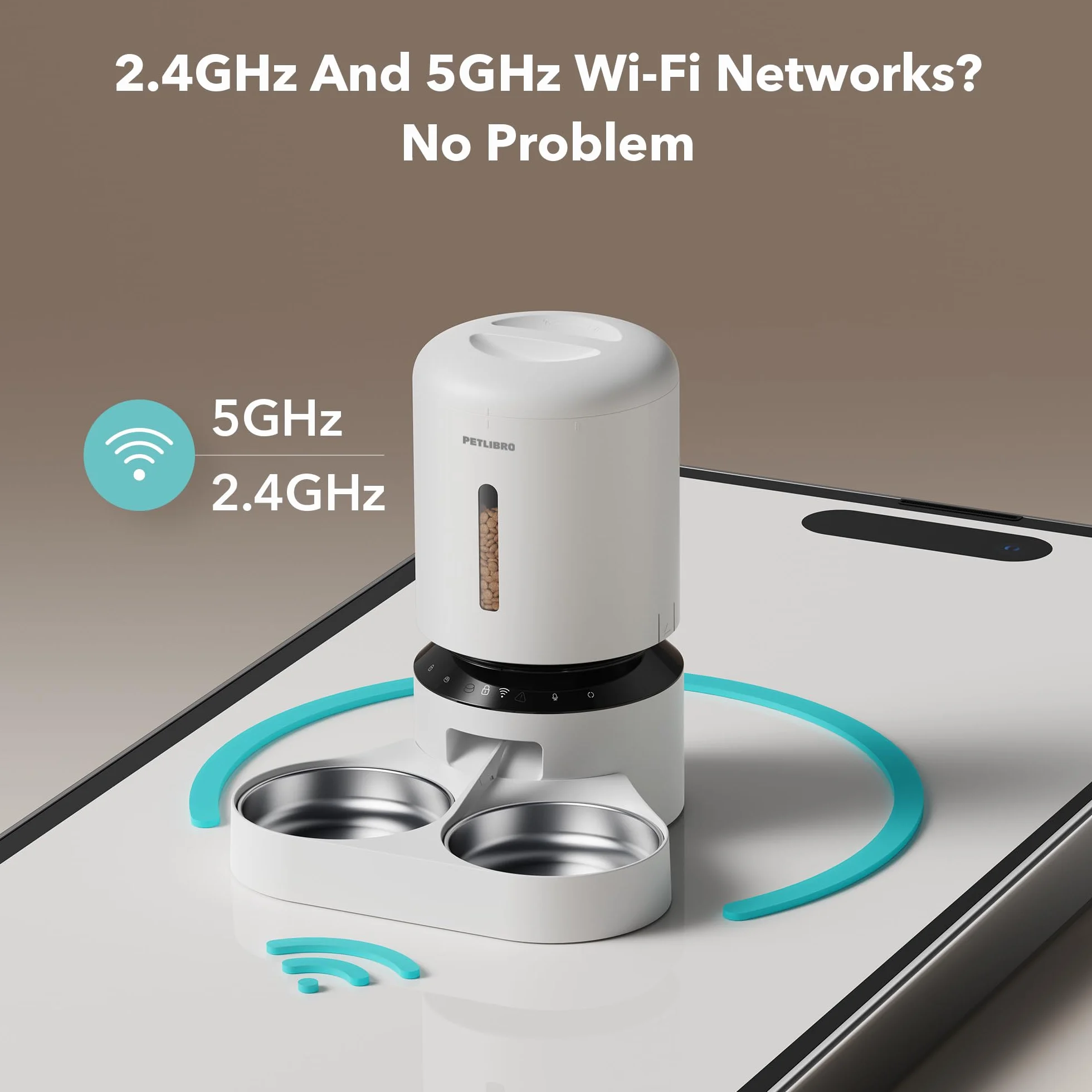 PETLIBRO 5 l automat do karmy dla 2 kotów i psów, z aplikacją, 5 G WLAN, automatyczny dozownik karmy dla kotów z czujnikiem niskiego niedoboru karmy, 1-10 posiłków dziennie