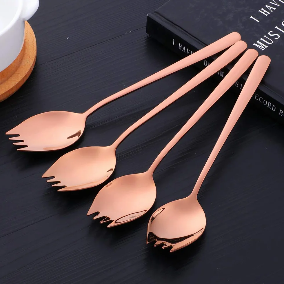 Bisda Spork łyżki widelca ze stali nierdzewnej, 6 sztuk, do kuchni, na kemping, wędrówki, piknik